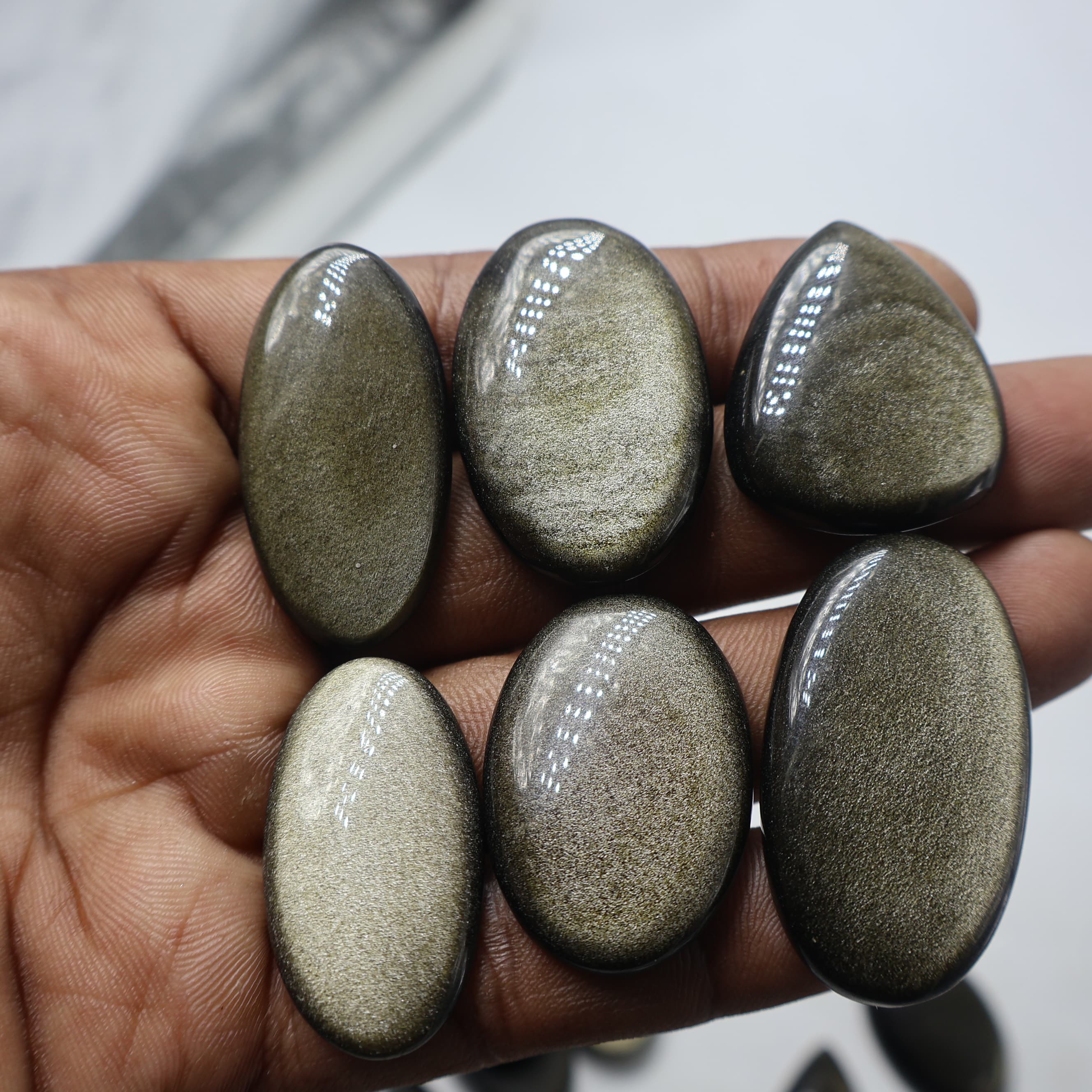Natural Golden Obsidian Mix Shape -Size Gemstone (Cabochon )  Golden Obsidian