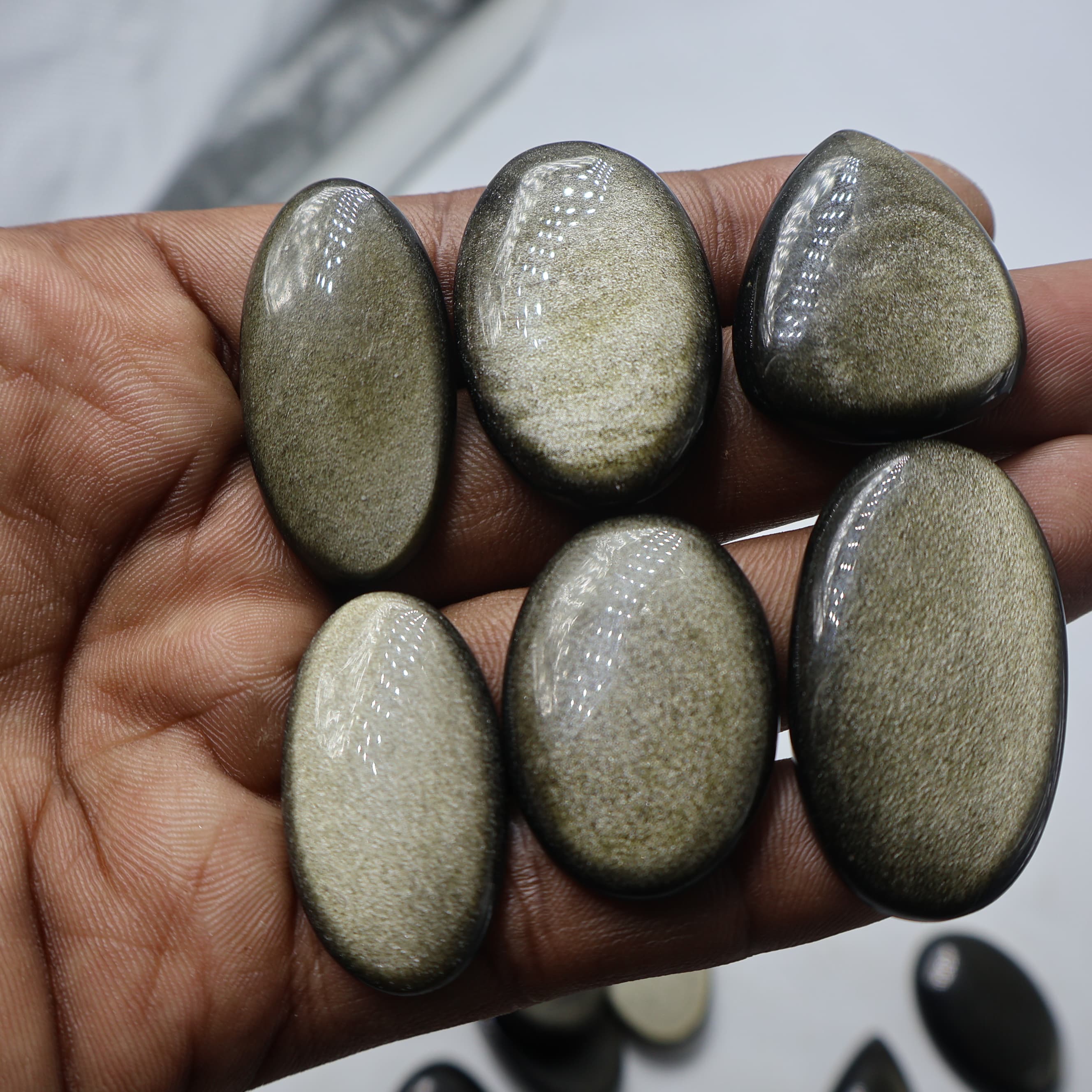 Natural Golden Obsidian Mix Shape -Size Gemstone (Cabochon )  Golden Obsidian