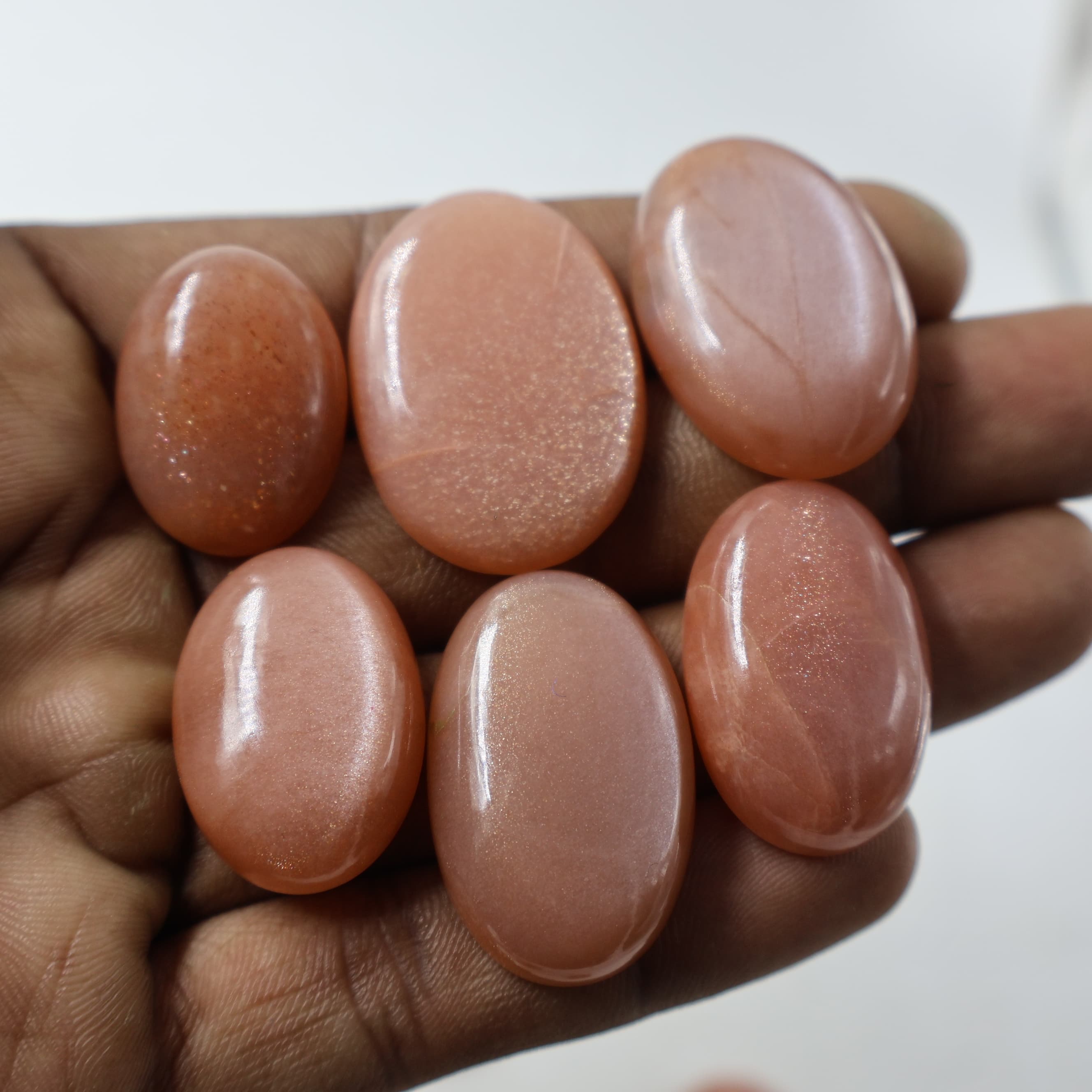 Natural Peach Moonstone Mix Shape -Size Gemstone (Cabochon ) Peach Moonstone