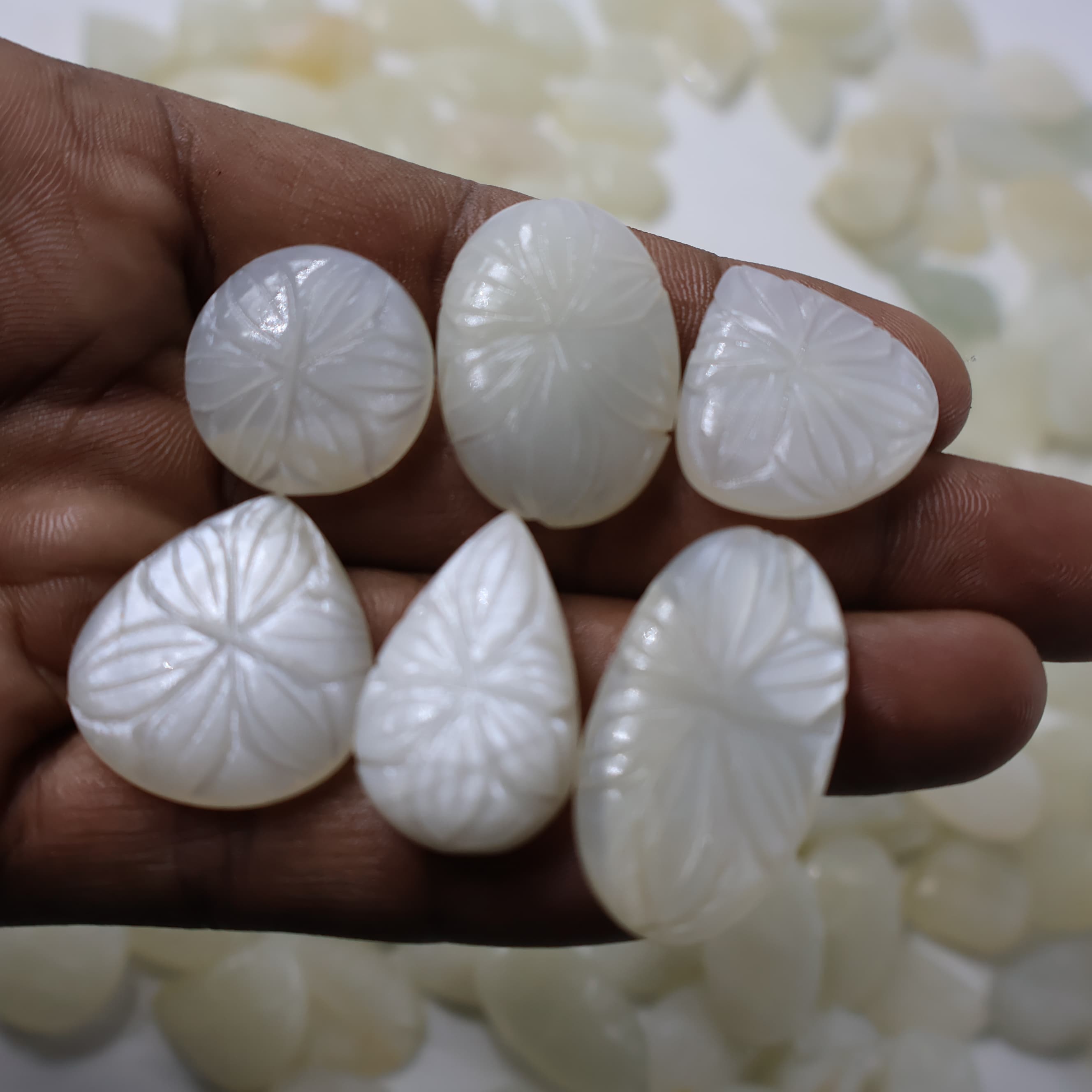 Natural Moonstone Carving Mix Shape -Size Gemstone (Cabochon ) Moonstone