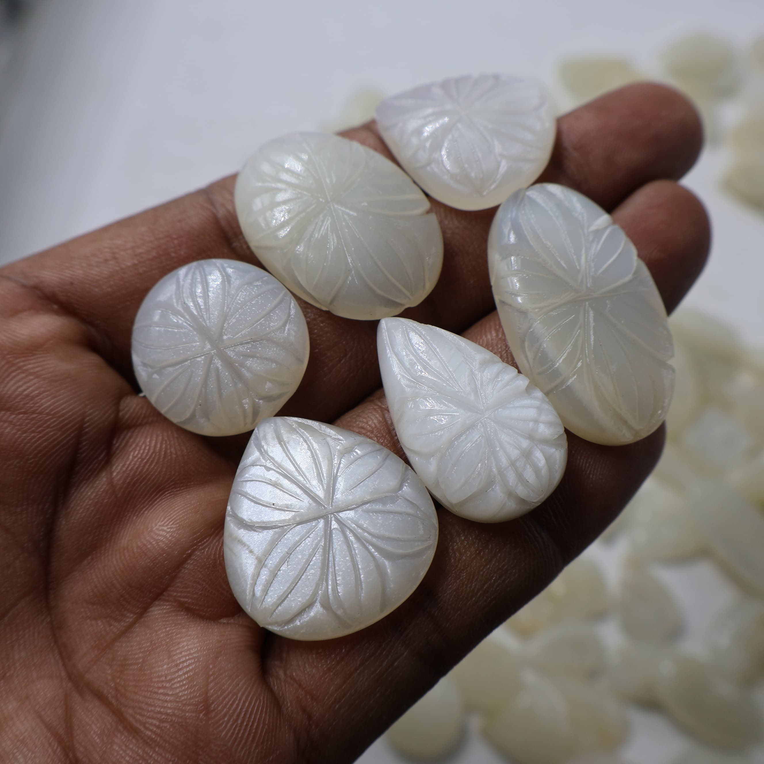 Natural Moonstone Carving Mix Shape -Size Gemstone (Cabochon ) Moonstone