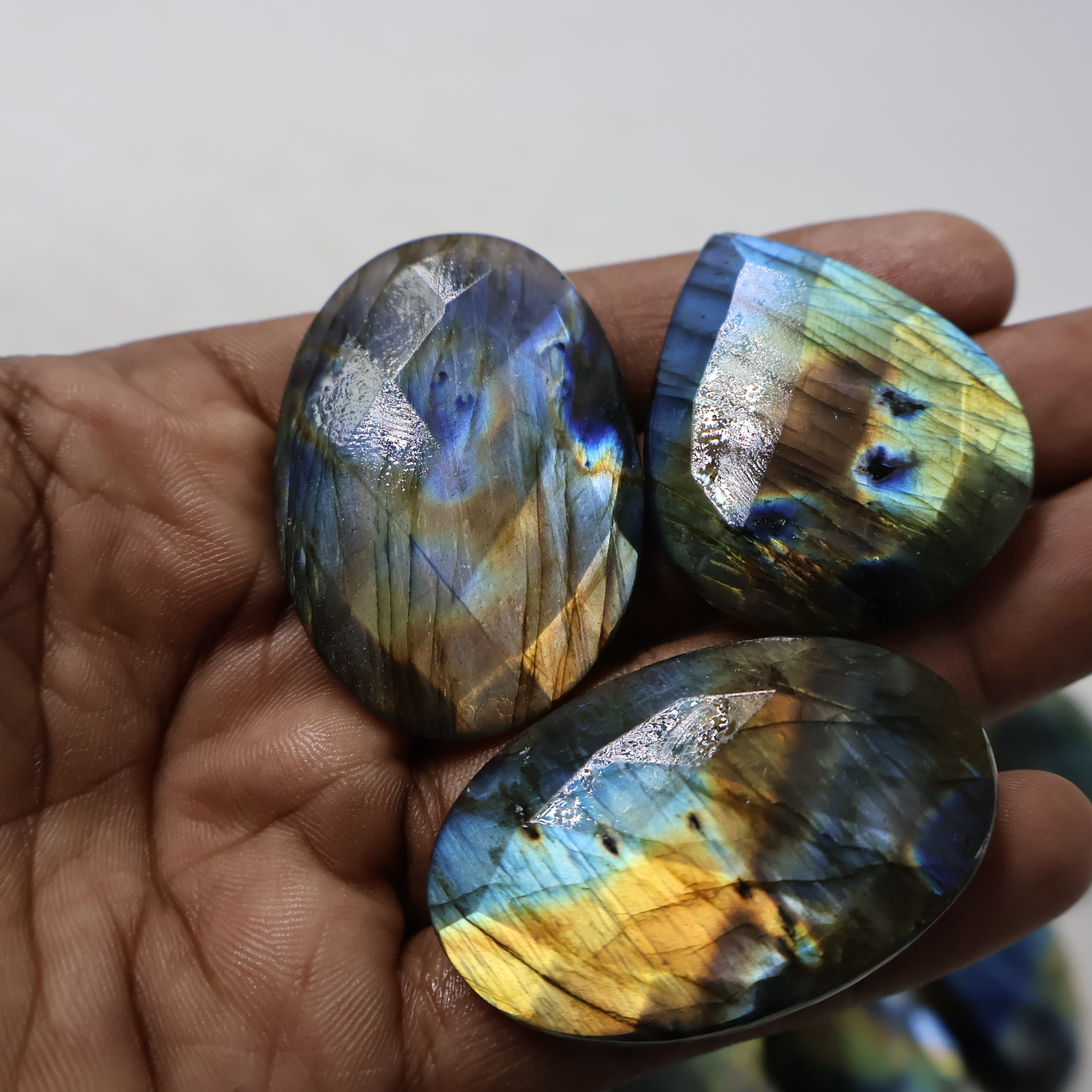 Natural Multi Labraodrite Cut Mix Shape -Size Gemstone (Cabochon ) Multi Labraodrite 