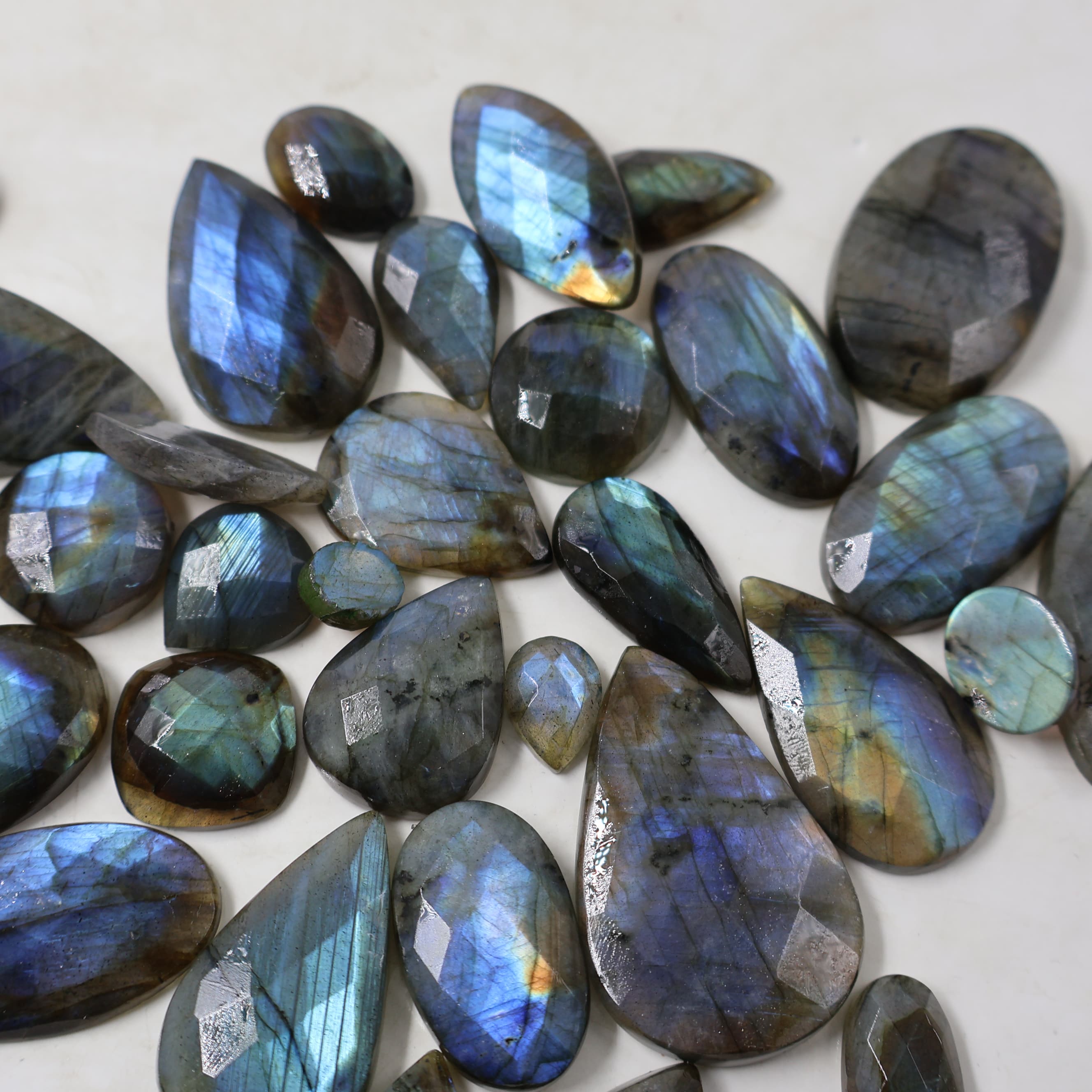 Natural Multi Labraodrite Cut Mix Shape -Size Gemstone (Cabochon ) Multi Labraodrite 