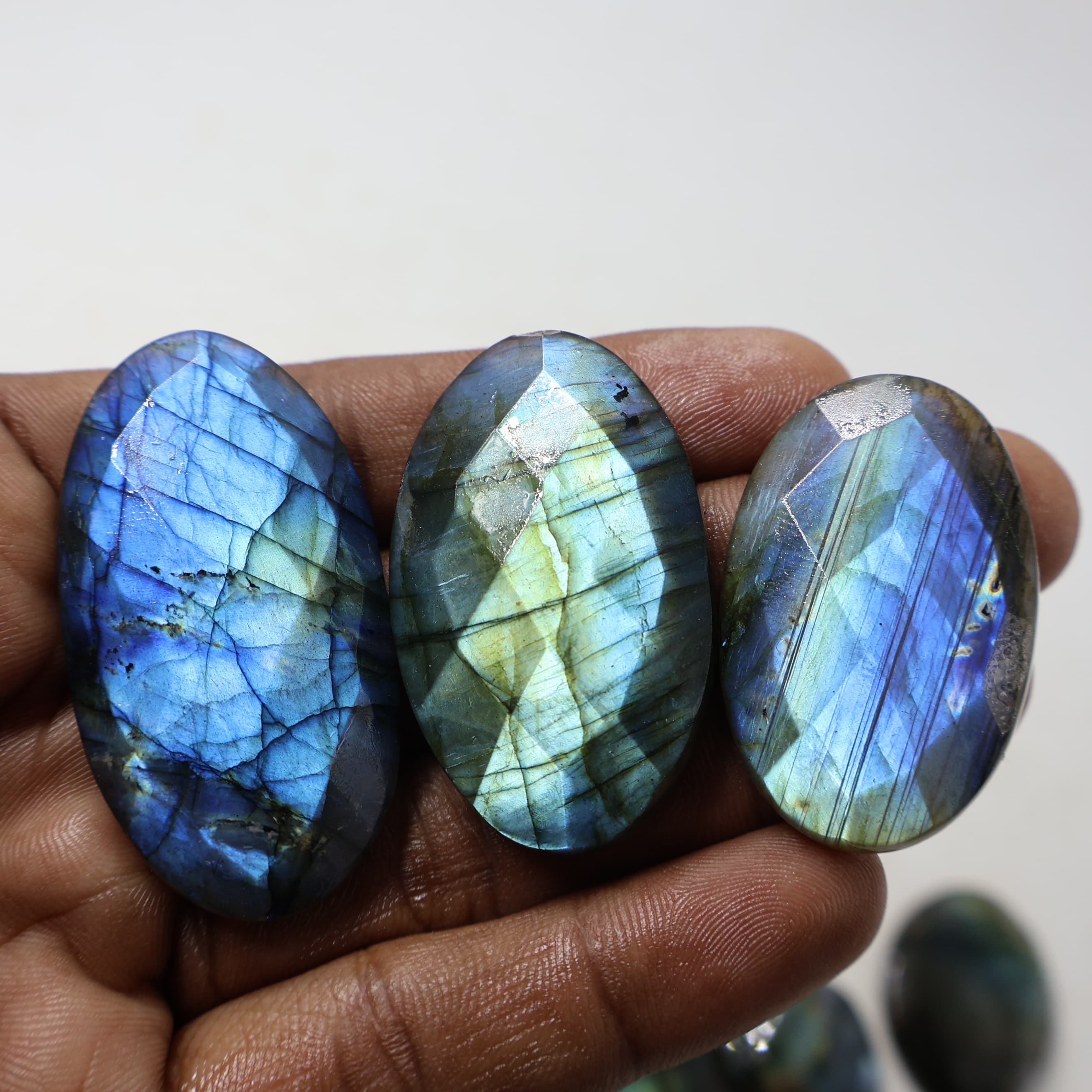 Natural Multi Labraodrite Cut Mix Shape -Size Gemstone (Cabochon ) Multi Labraodrite 