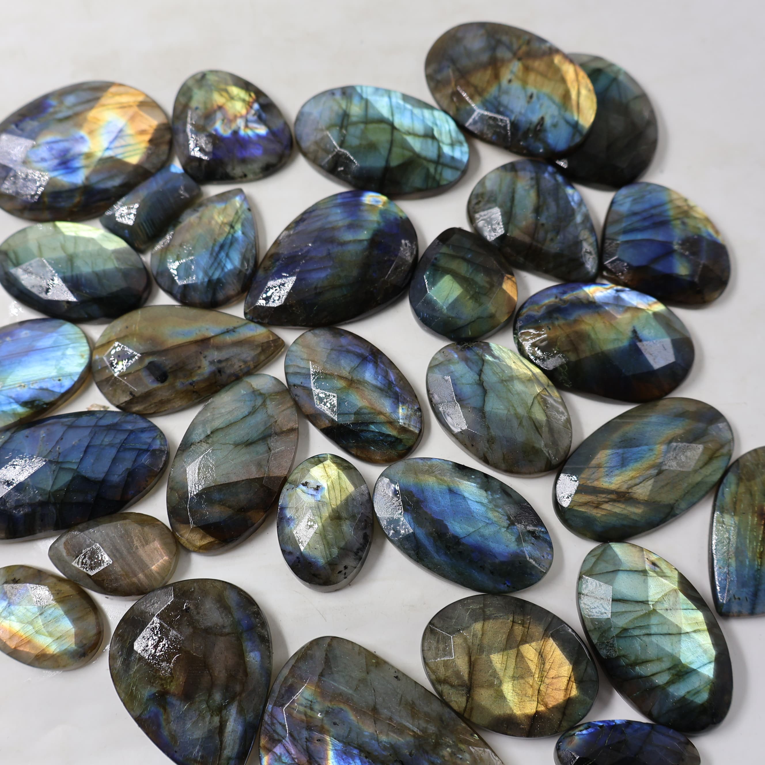 Natural Multi Labraodrite Cut Mix Shape -Size Gemstone (Cabochon ) Multi Labraodrite 