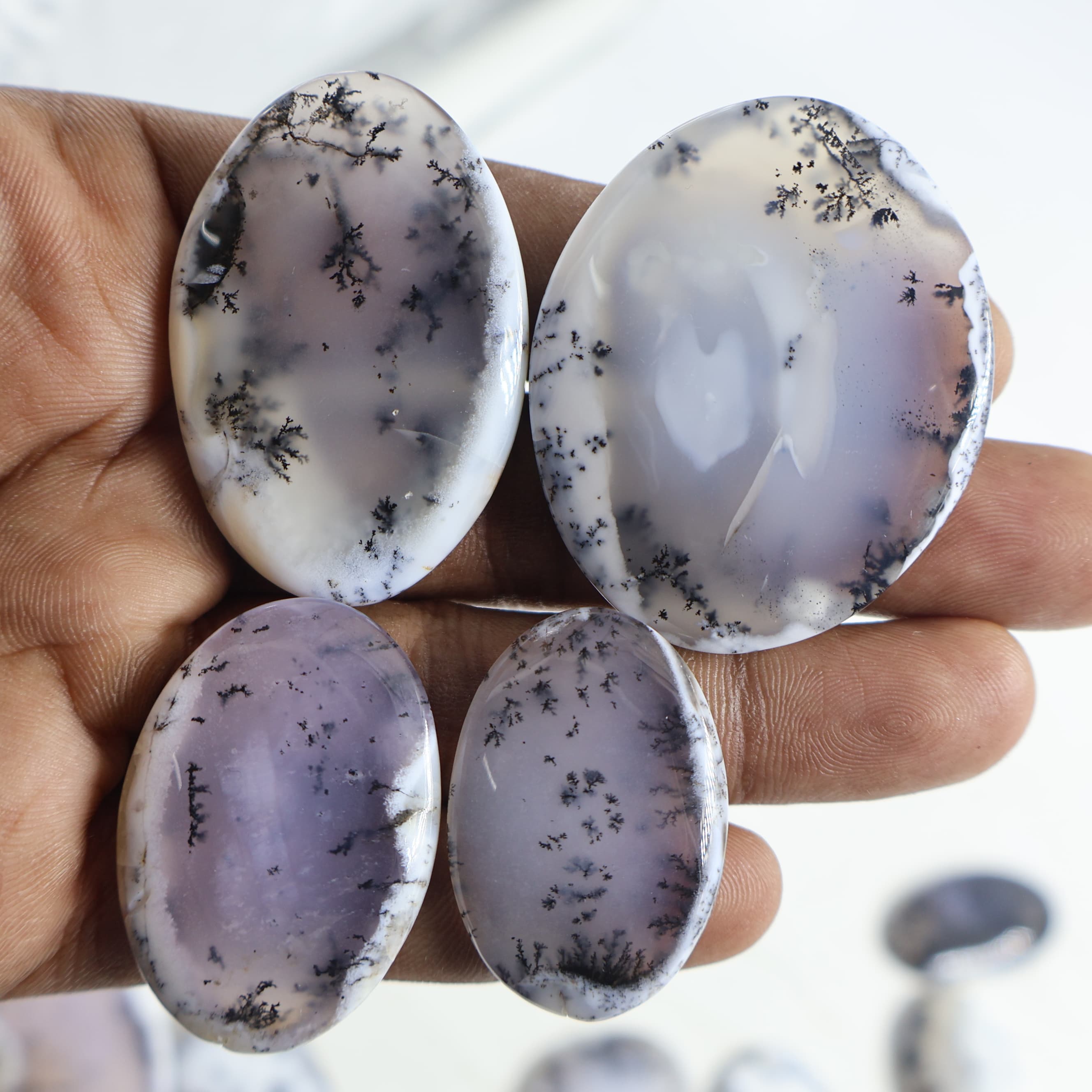Natural Dendrite Agate Oval Shape -Size Gemstone (Cabochon ) Dendrite Agate