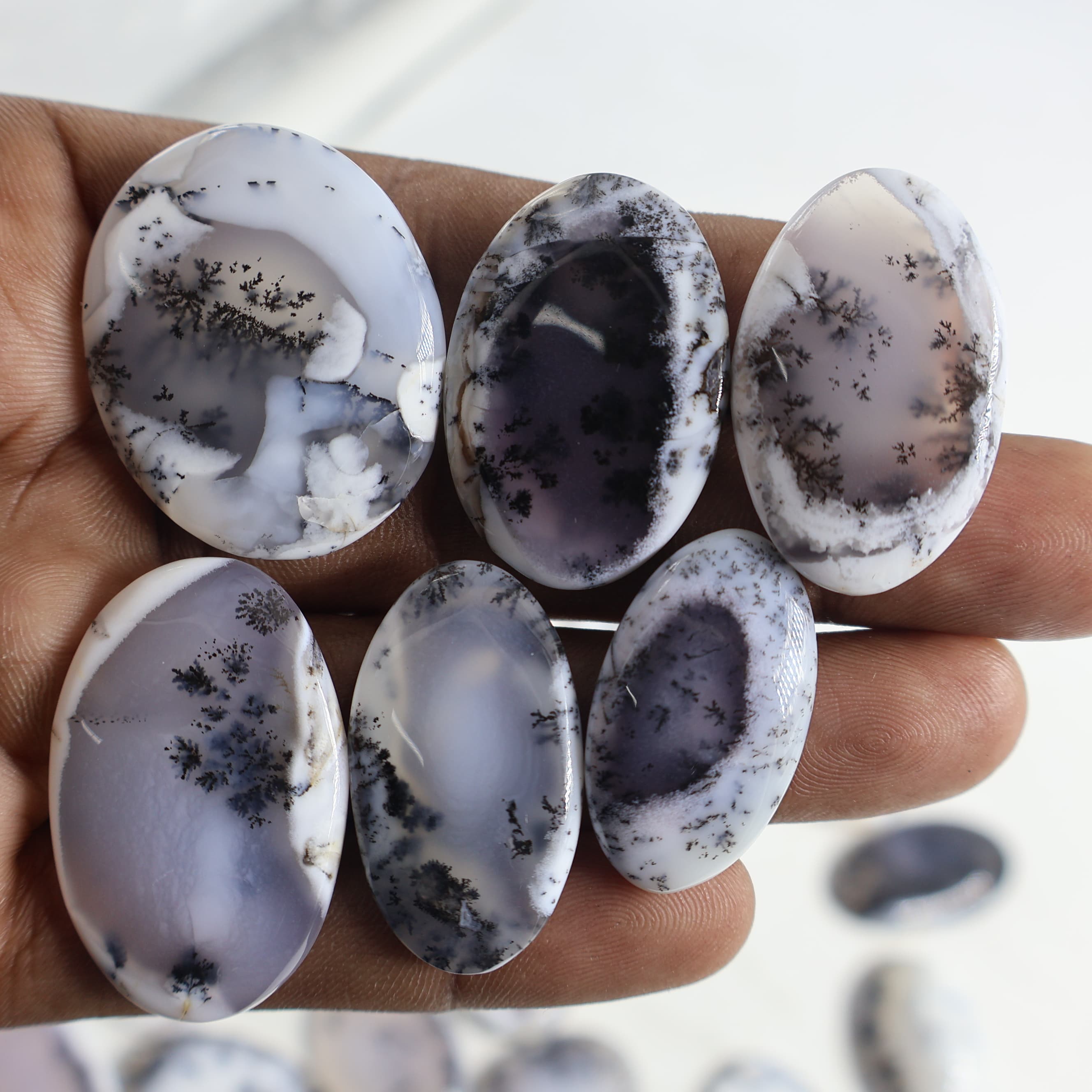 Natural Dendrite Agate Oval Shape -Size Gemstone (Cabochon ) Dendrite Agate