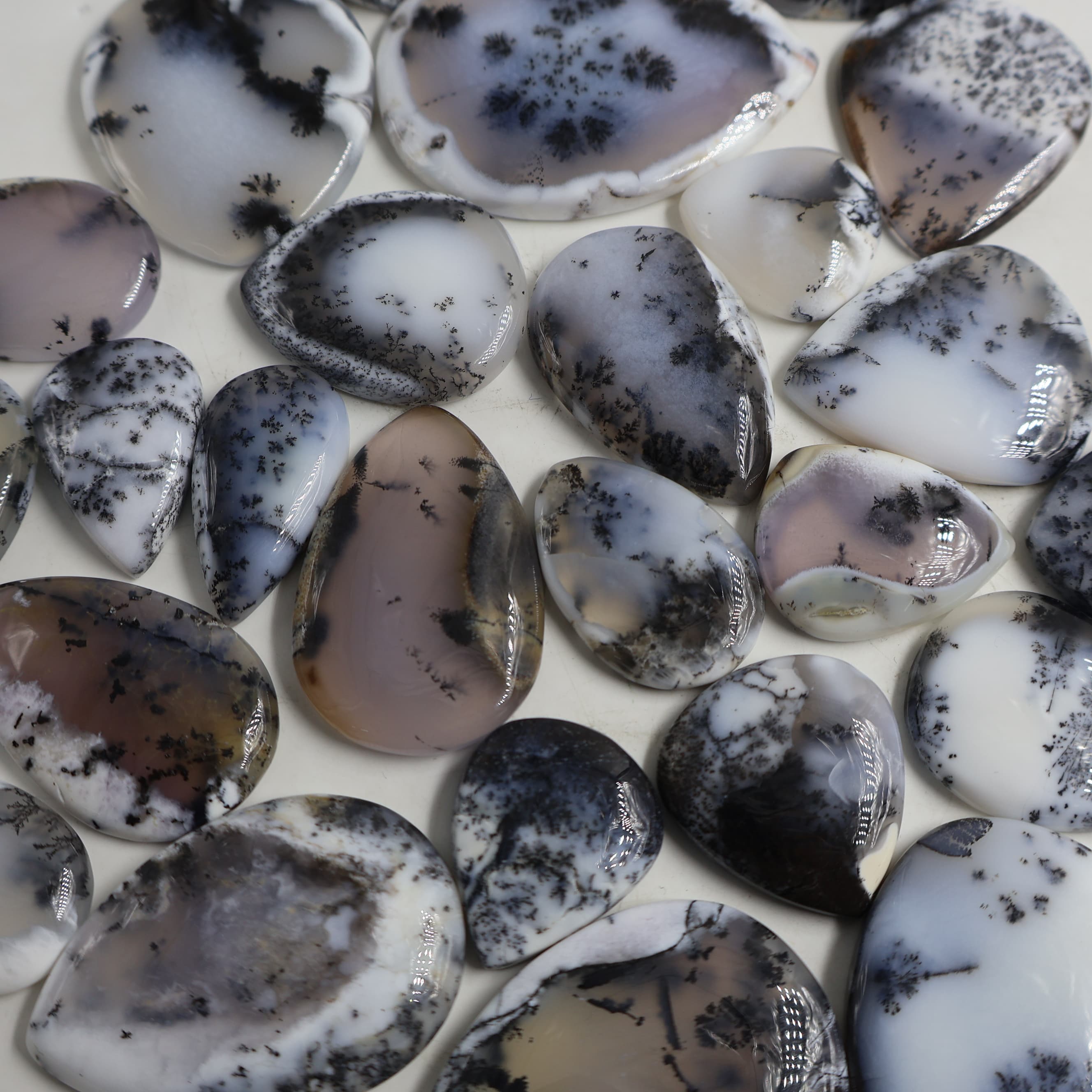 Natural Dendrite Agate Pear Shape -Size Gemstone (Cabochon ) Dendrite Agate