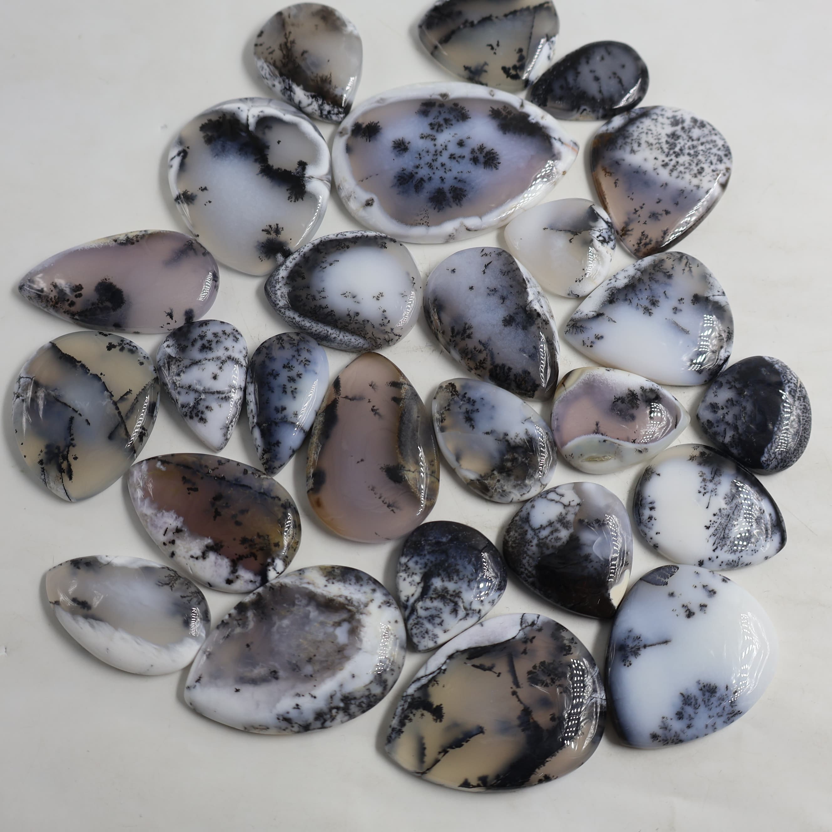 Natural Dendrite Agate Pear Shape -Size Gemstone (Cabochon ) Dendrite Agate