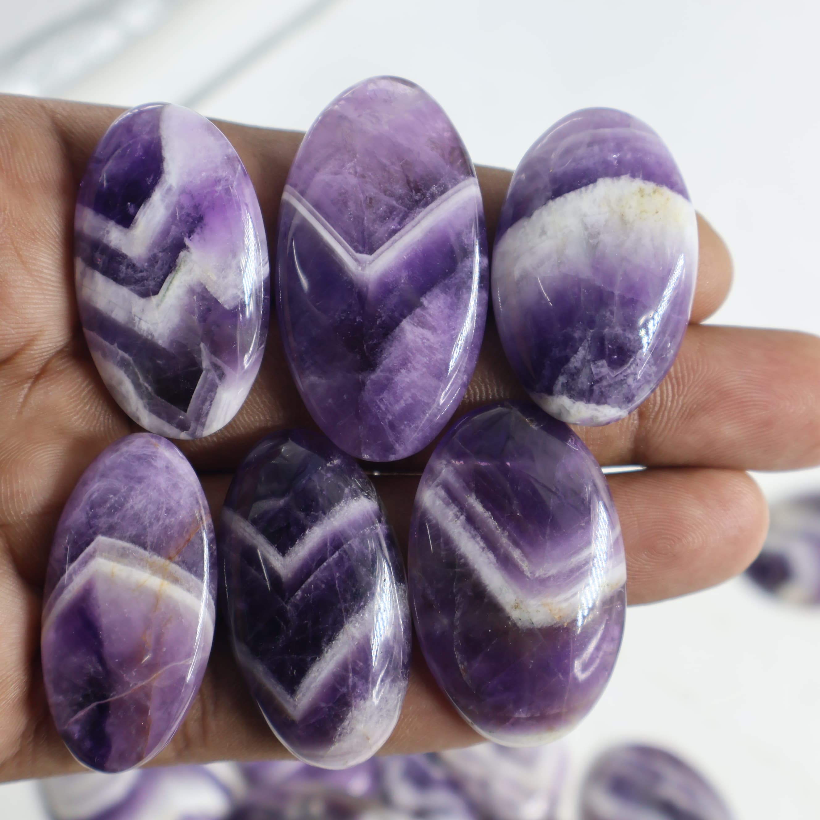 Natural  Amethyst lace Oval Shape -Size Gemstone (Cabochon ) Amethyst lace