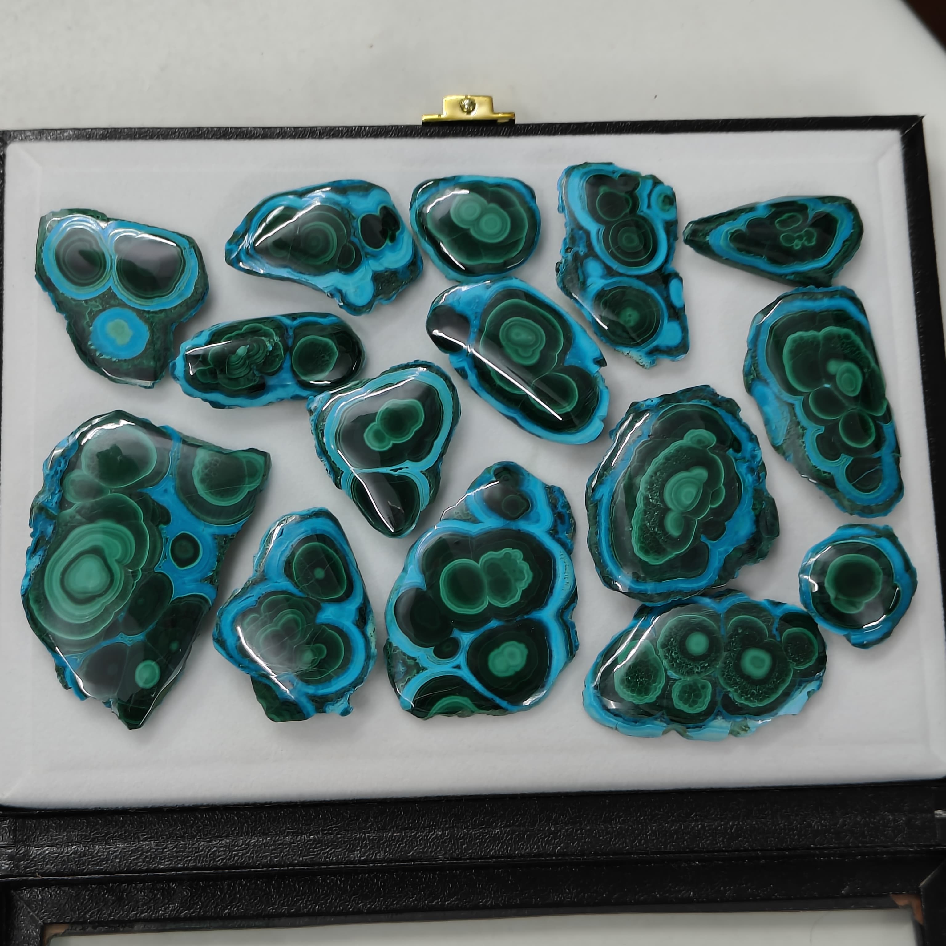 Natural Malachite Chrysocolla  Slice Shape -Size Gemstone (Cabochon ) Malachite Chrysocolla 