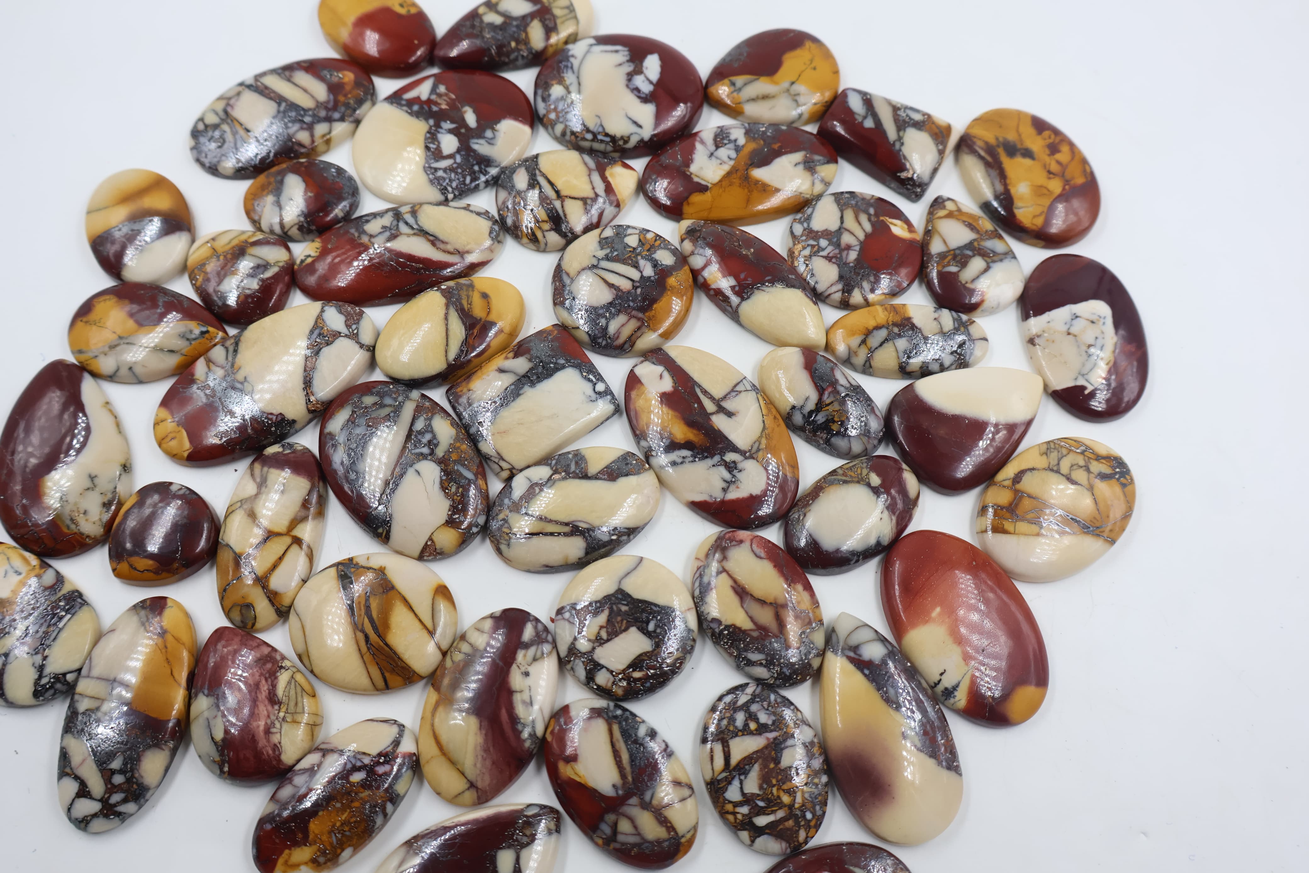 Natural Brecciated Mookaite Jasper Mix Shape -Size Gemstone (Cabochon ) Brecciated Mookaite Jasper