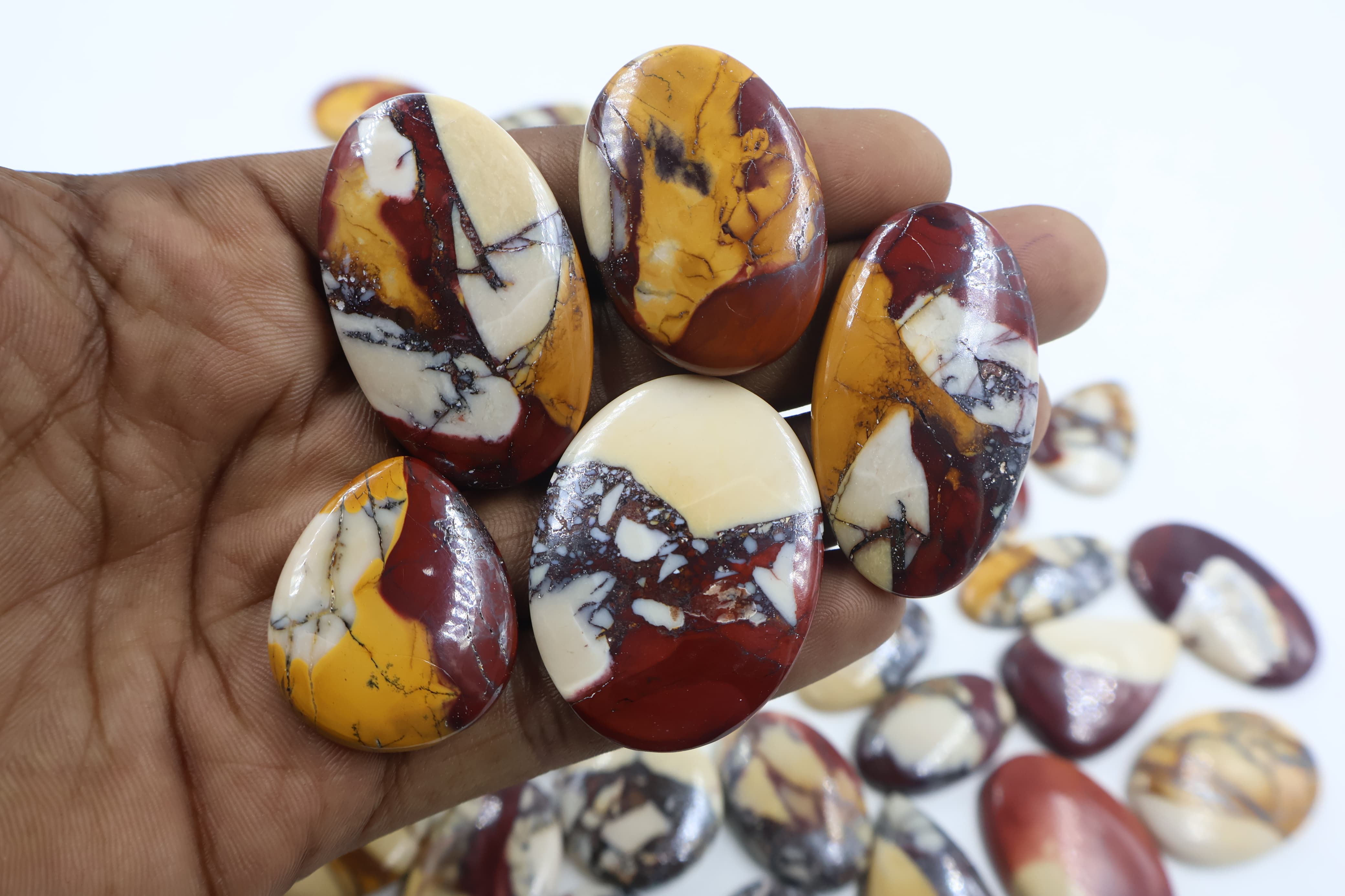 Natural Brecciated Mookaite Jasper Mix Shape -Size Gemstone (Cabochon ) Brecciated Mookaite Jasper