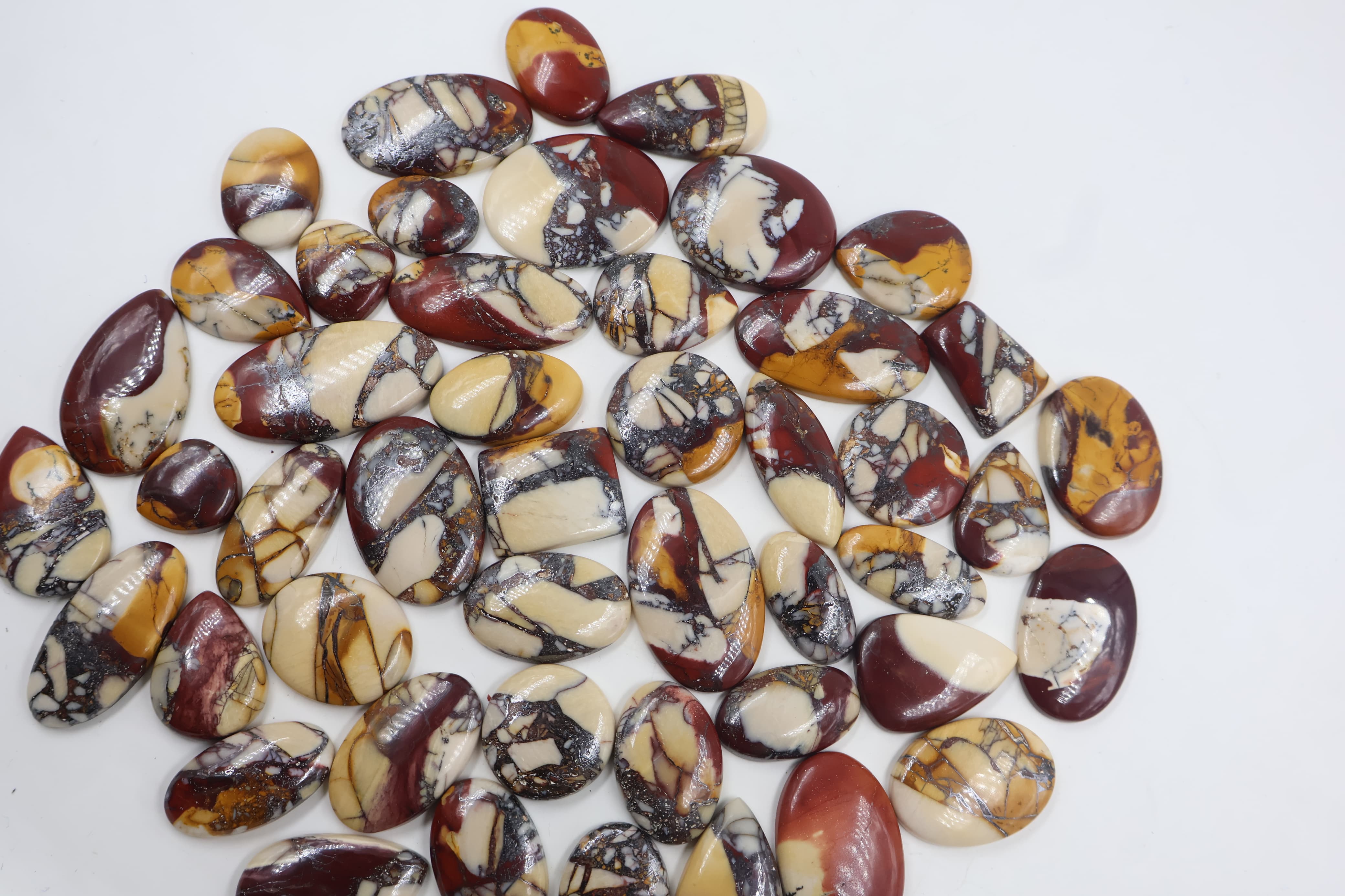 Natural Brecciated Mookaite Jasper Mix Shape -Size Gemstone (Cabochon ) Brecciated Mookaite Jasper