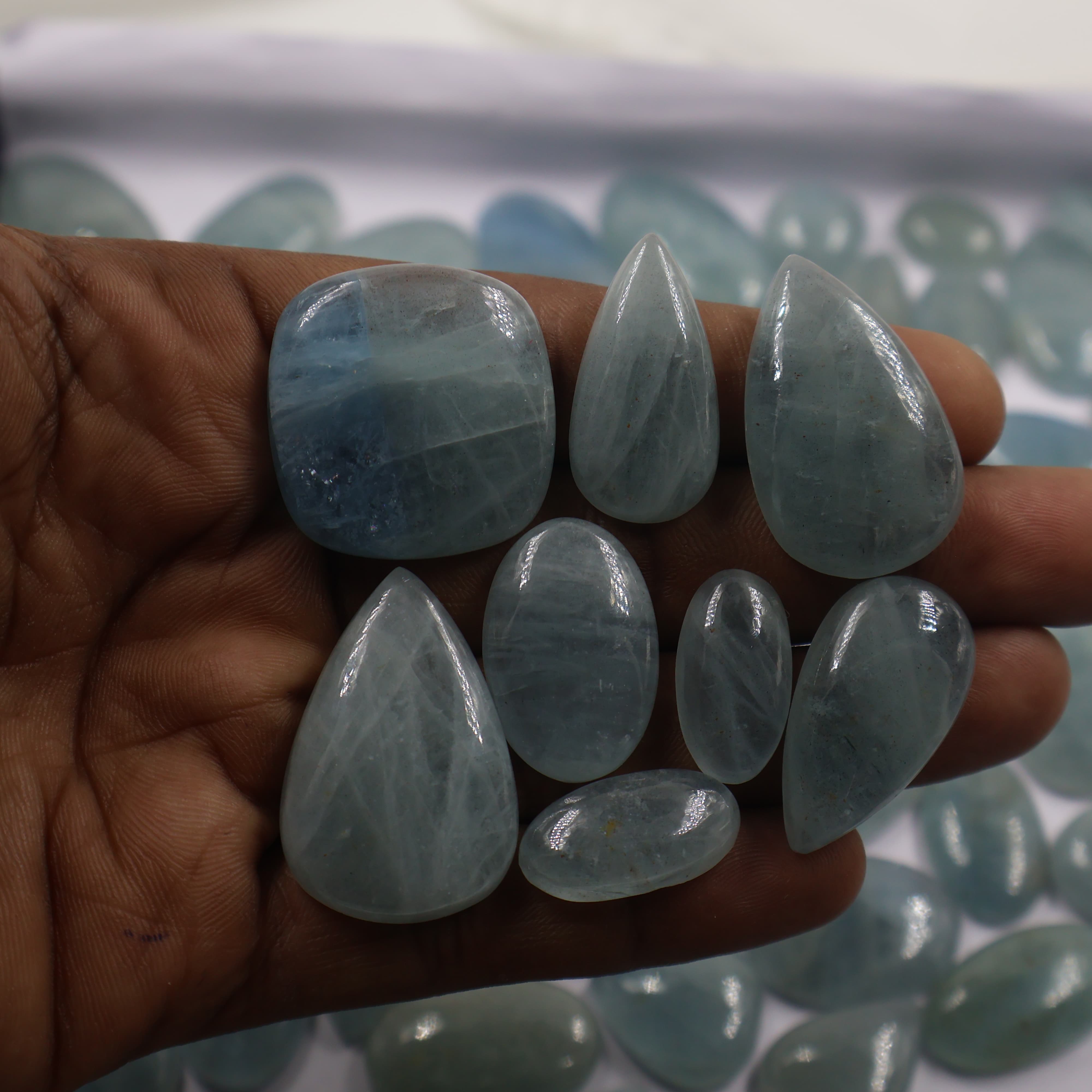 Natural Aquamarine Mix Shape -Size Gemstone (Cabochon ) Aquamarine 