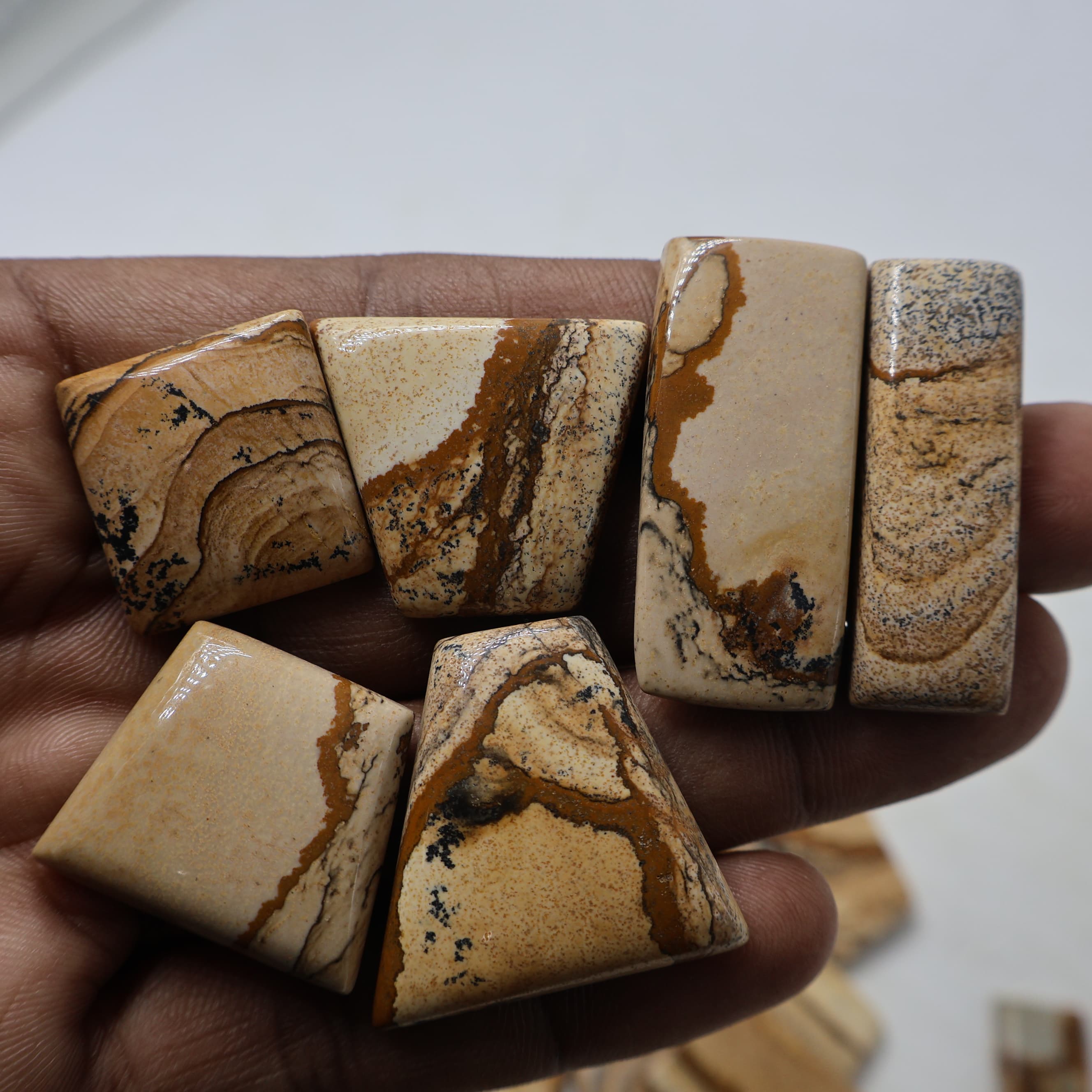 Natural Picture Jasper Square Shape -Size Gemstone (Cabochon ) Picture Jasper