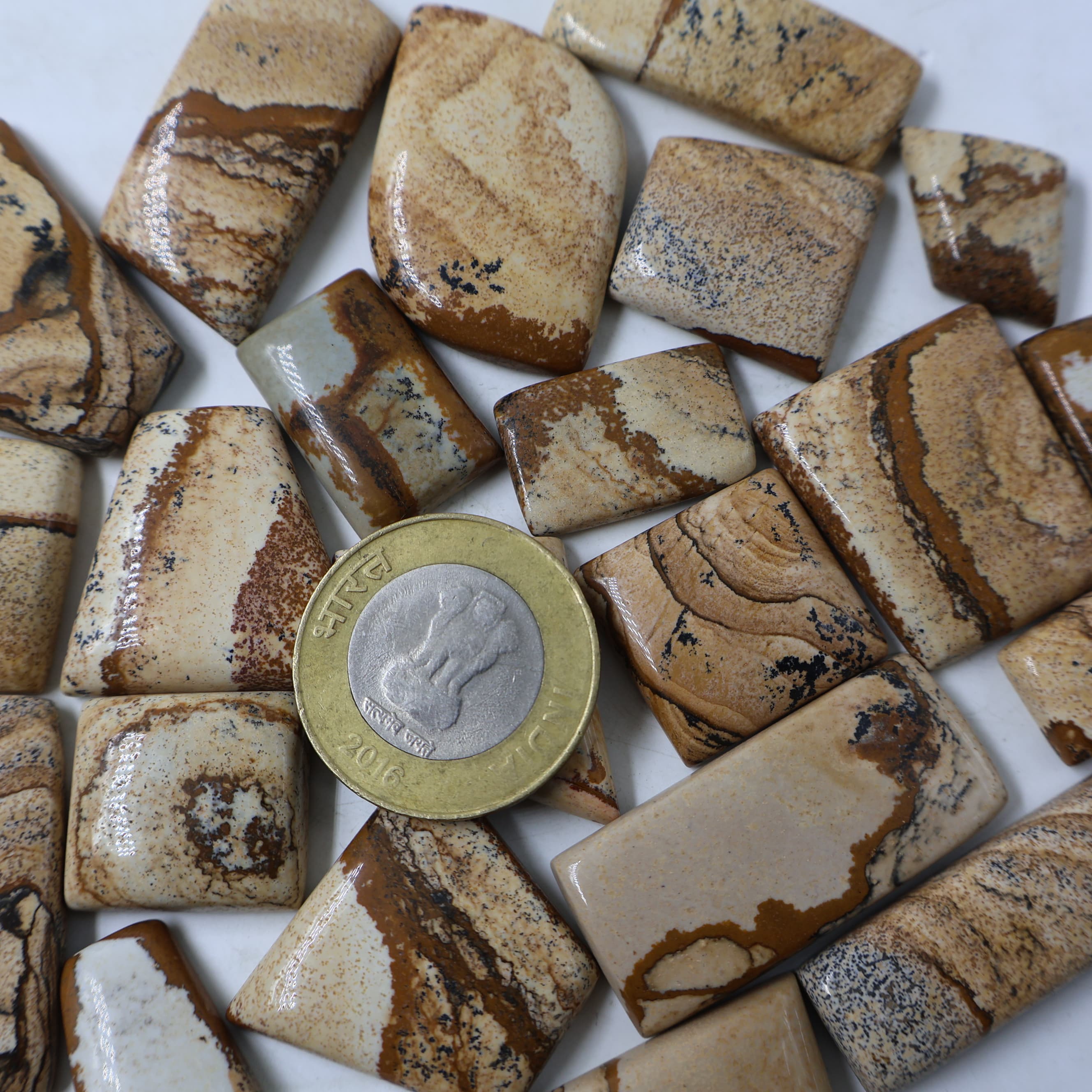 Natural Picture Jasper Square Shape -Size Gemstone (Cabochon ) Picture Jasper