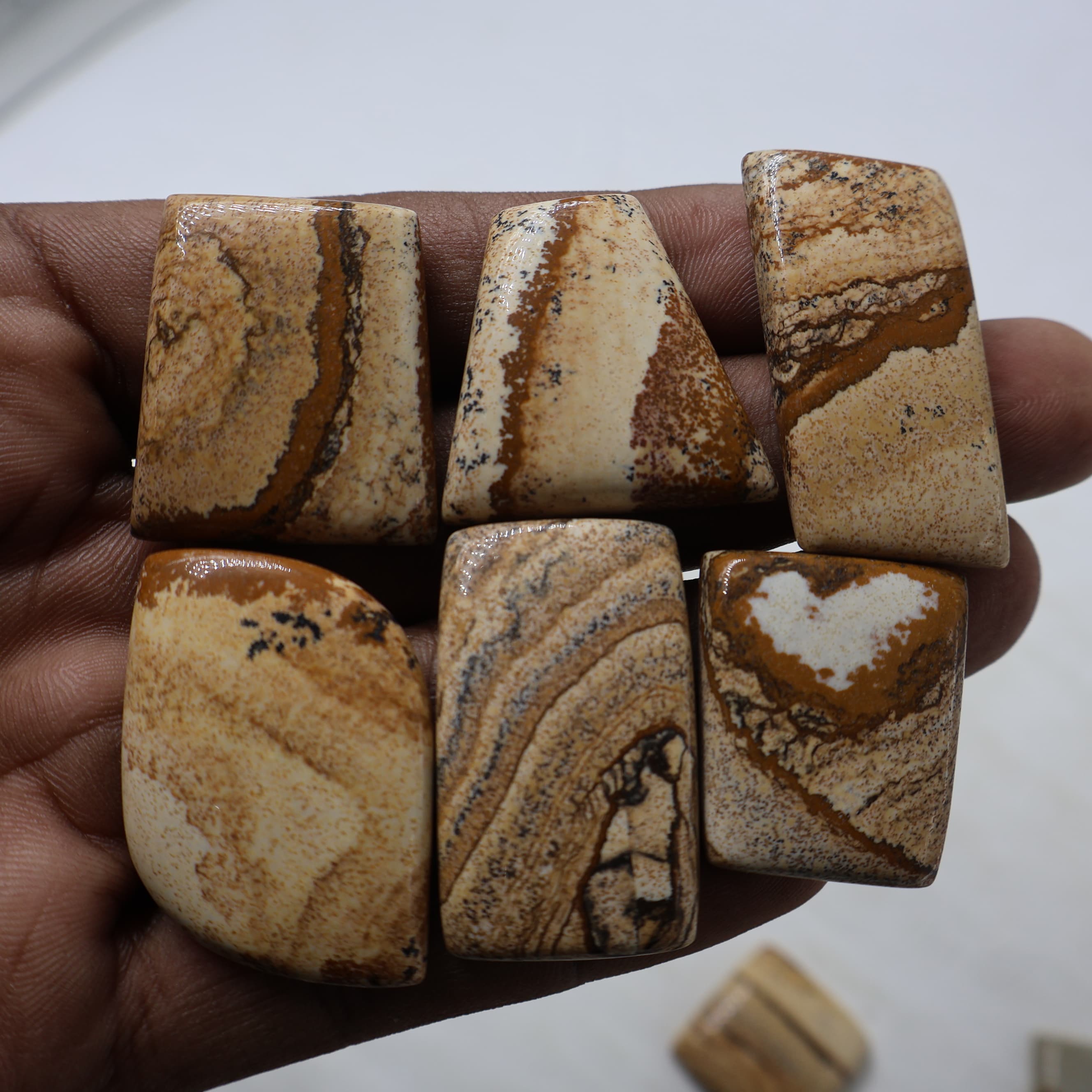 Natural Picture Jasper Square Shape -Size Gemstone (Cabochon ) Picture Jasper