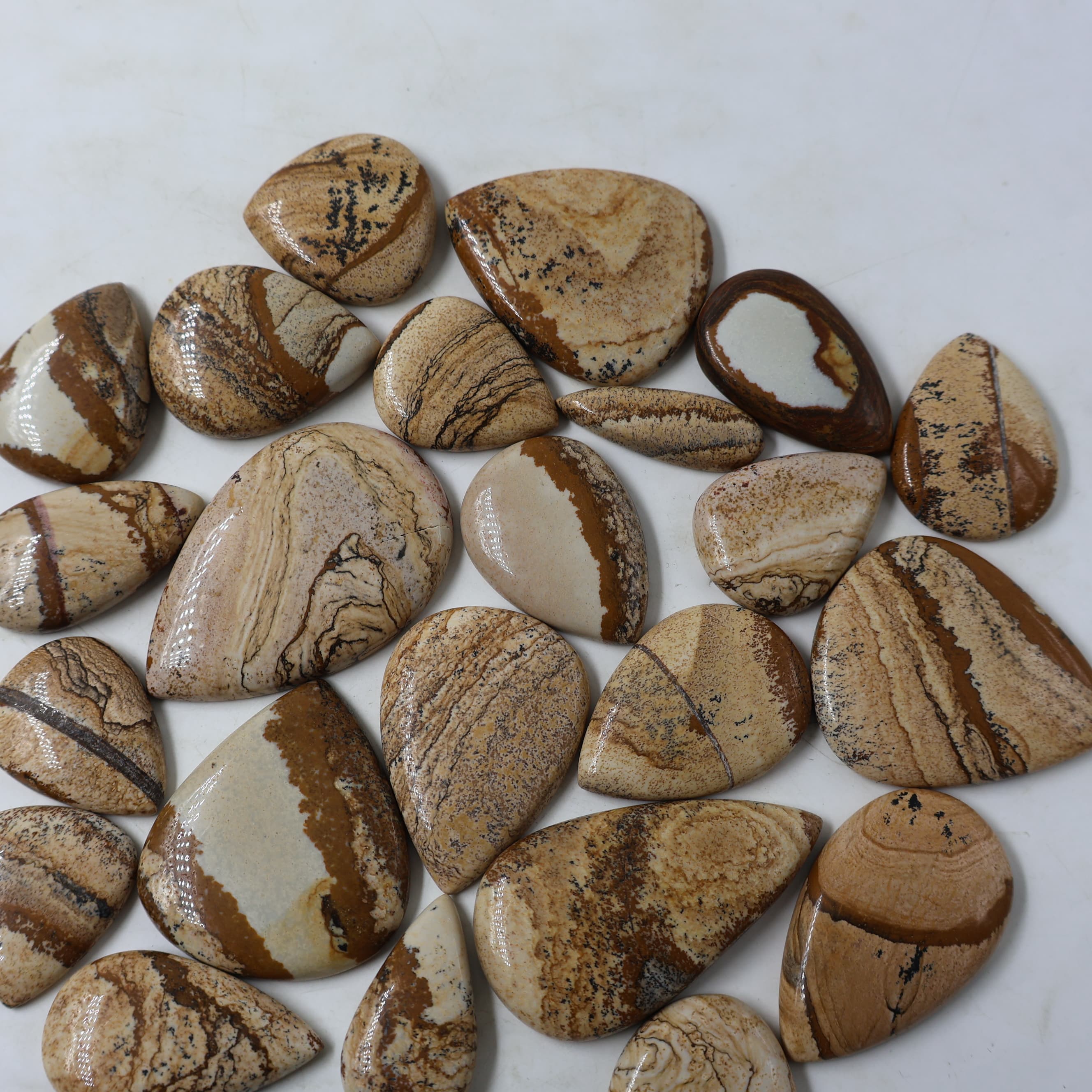 Natural Picture Jasper Pear Shape -Size Gemstone (Cabochon ) Picture Jasper