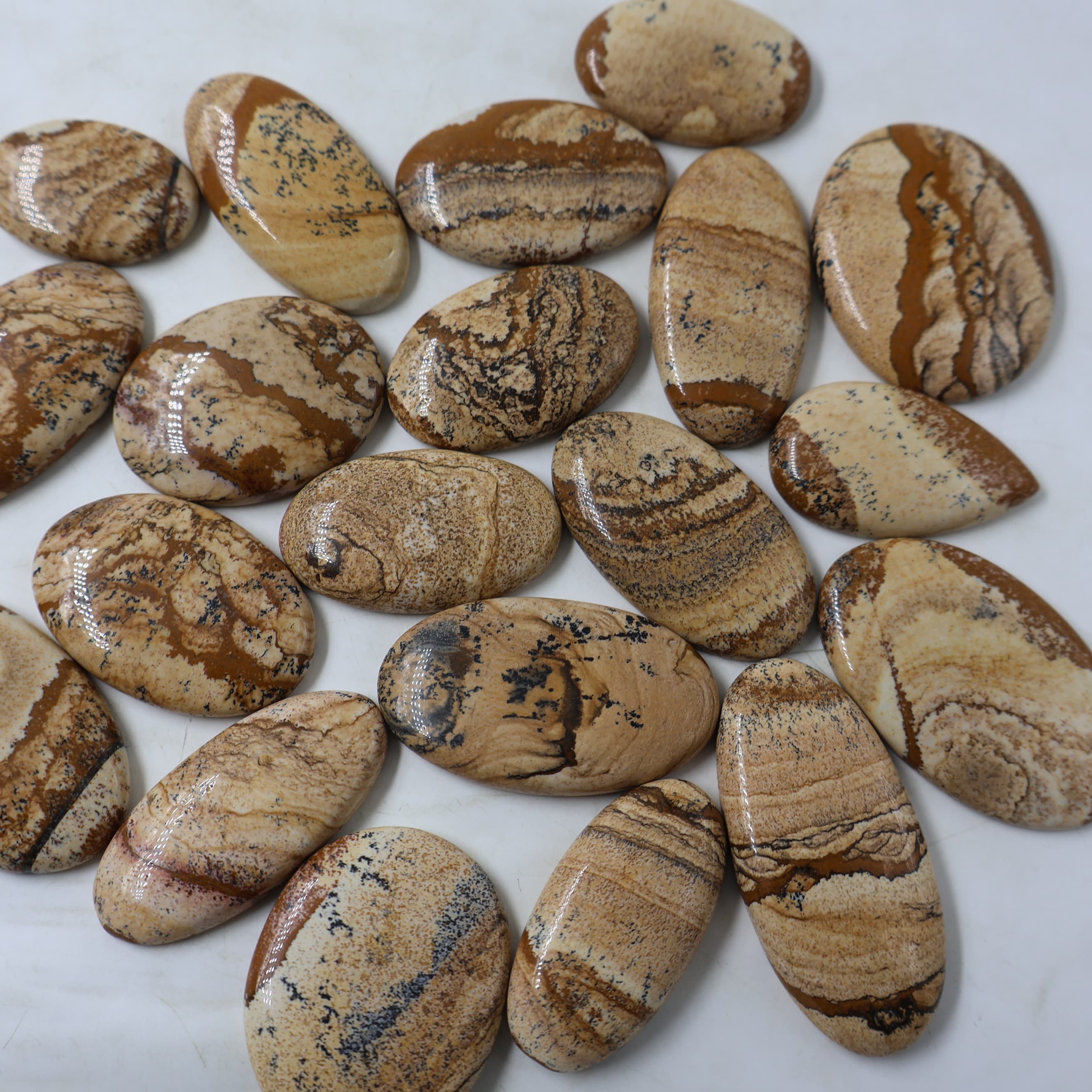 Natural Picture Jasper Oval Shape -Size Gemstone (Cabochon ) Picture Jasper