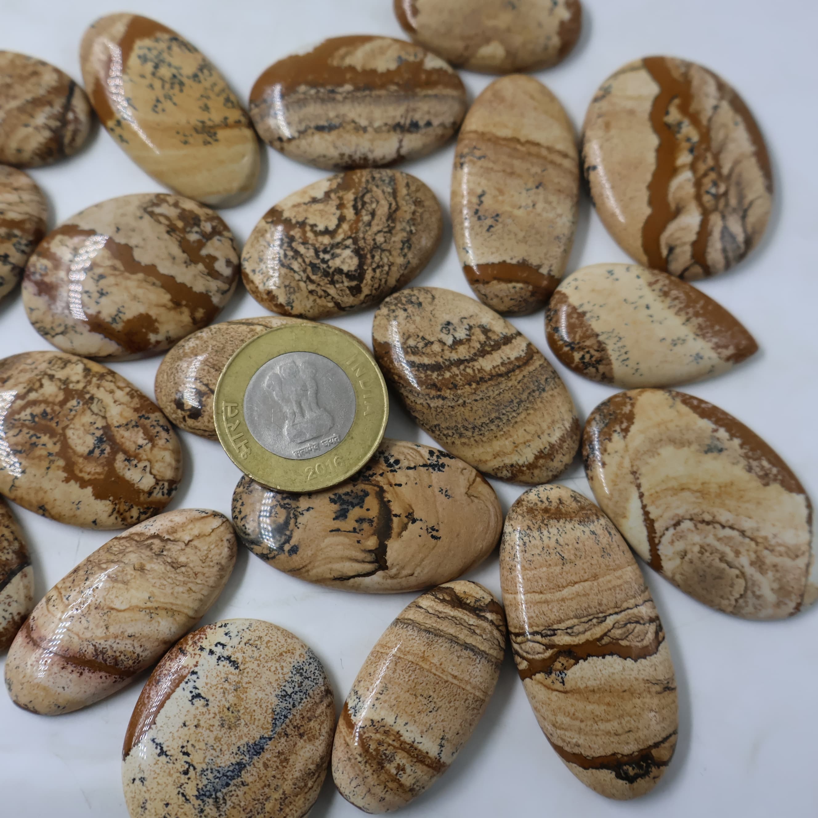 Natural Picture Jasper Oval Shape -Size Gemstone (Cabochon ) Picture Jasper