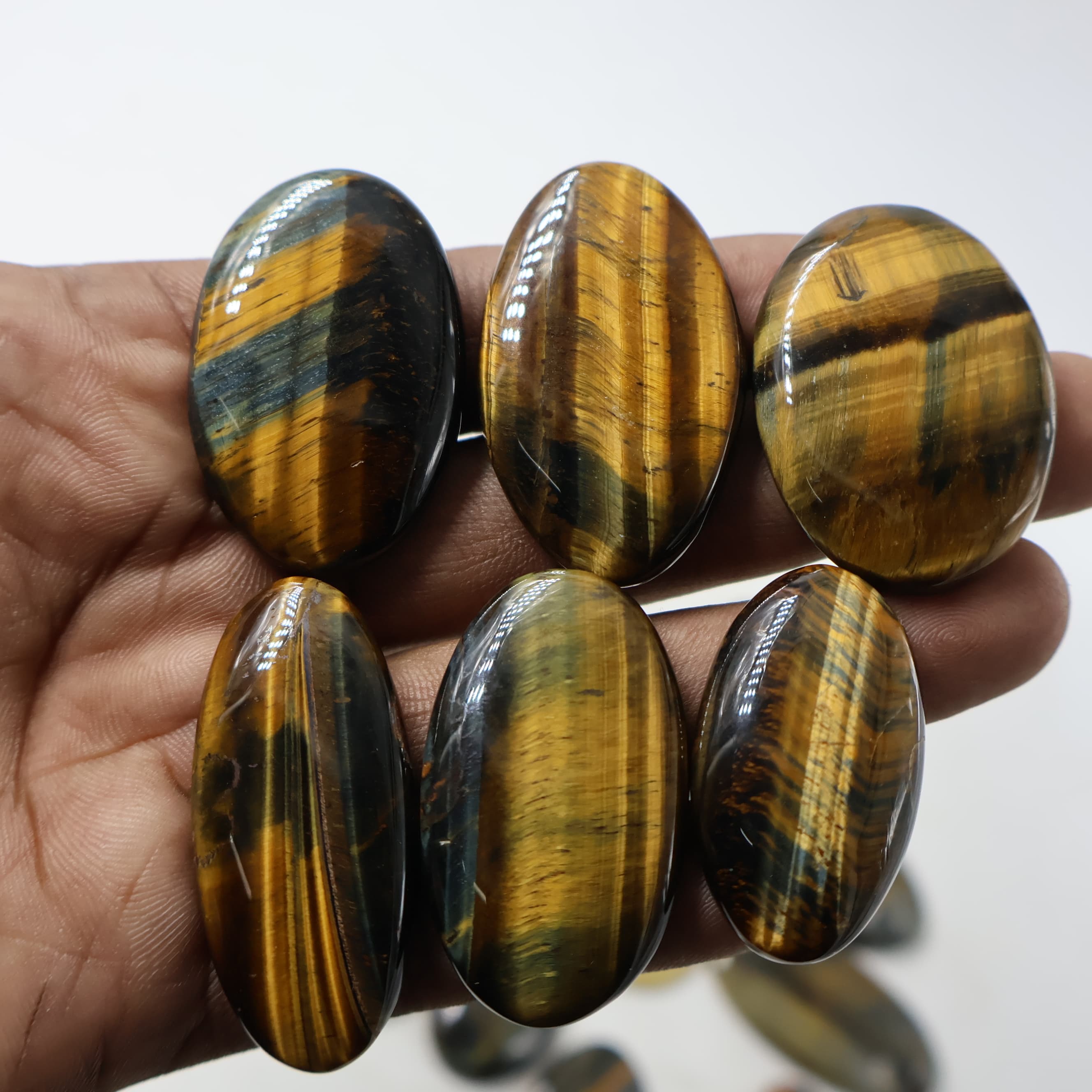 Natural Multi Tiger Eye Oval Shape -Size Gemstone (Cabochon ) Multi Tiger Eye 