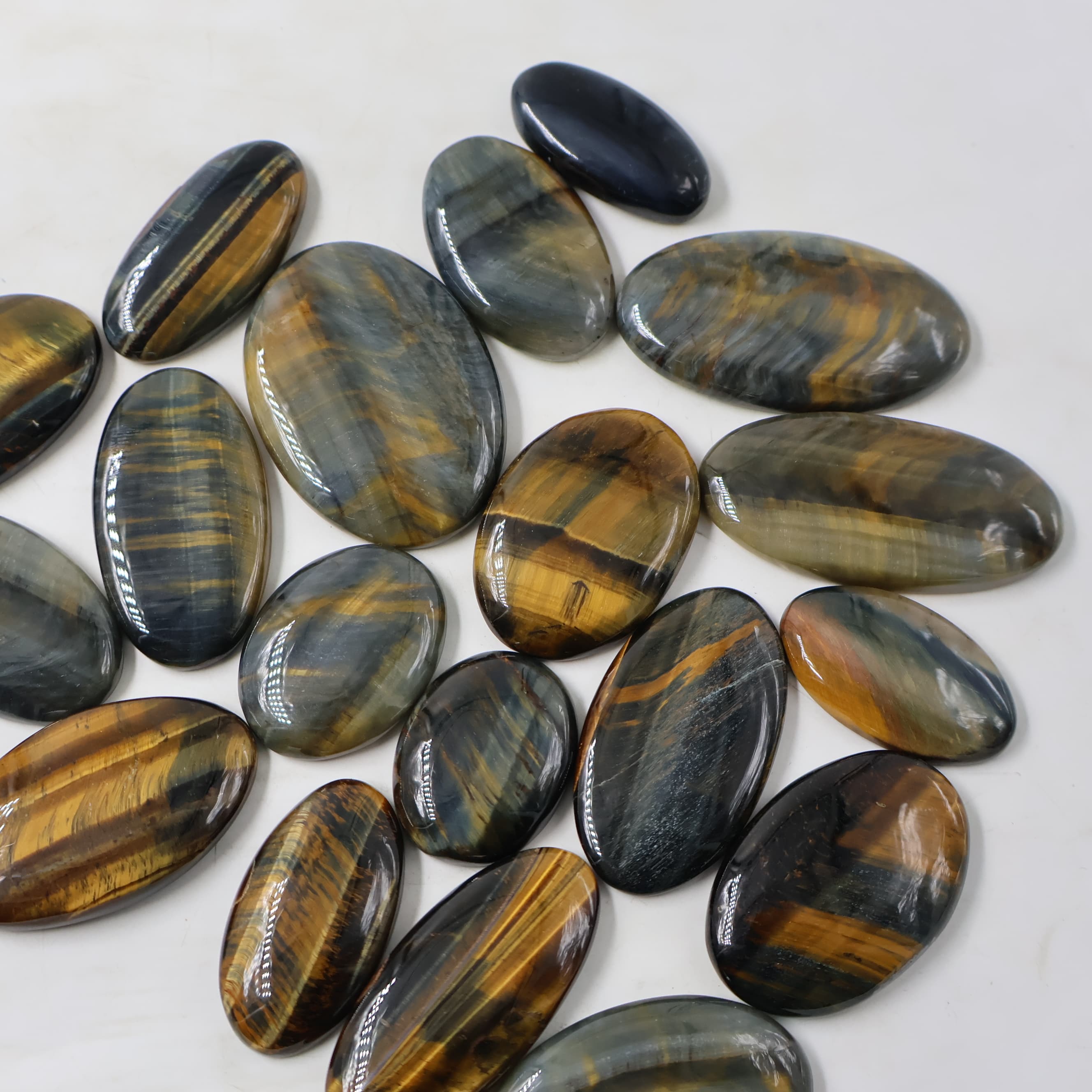 Natural Multi Tiger Eye Oval Shape -Size Gemstone (Cabochon ) Multi Tiger Eye 