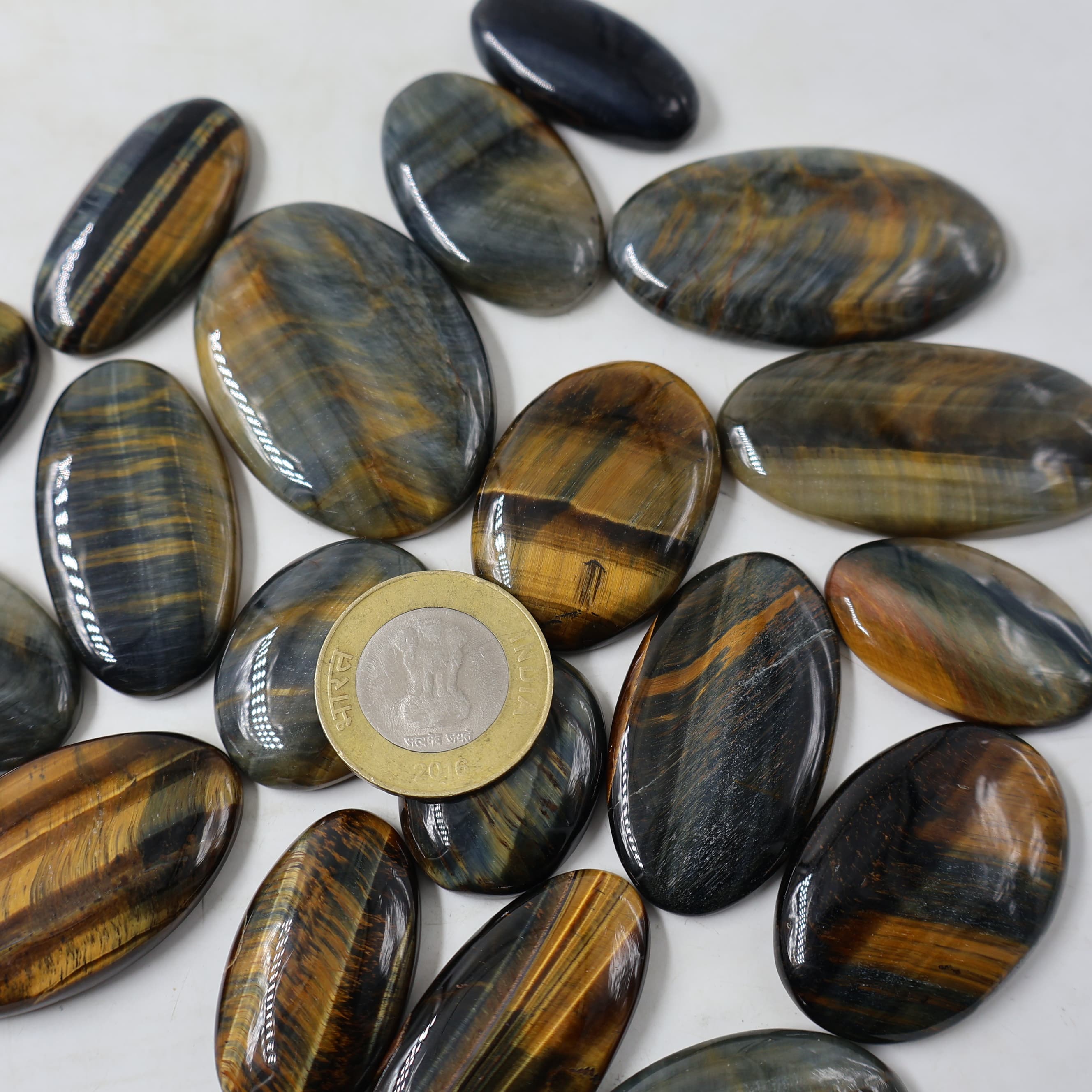 Natural Multi Tiger Eye Oval Shape -Size Gemstone (Cabochon ) Multi Tiger Eye 