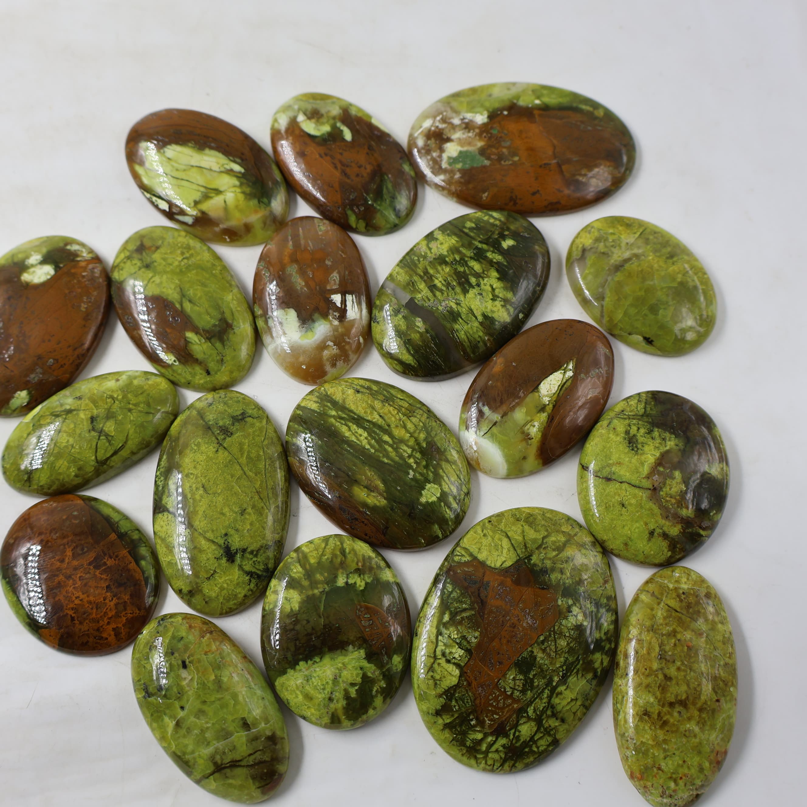 Natural Green Opal Oval Mix Shape -Size Gemstone (Cabochon ) Green Opal