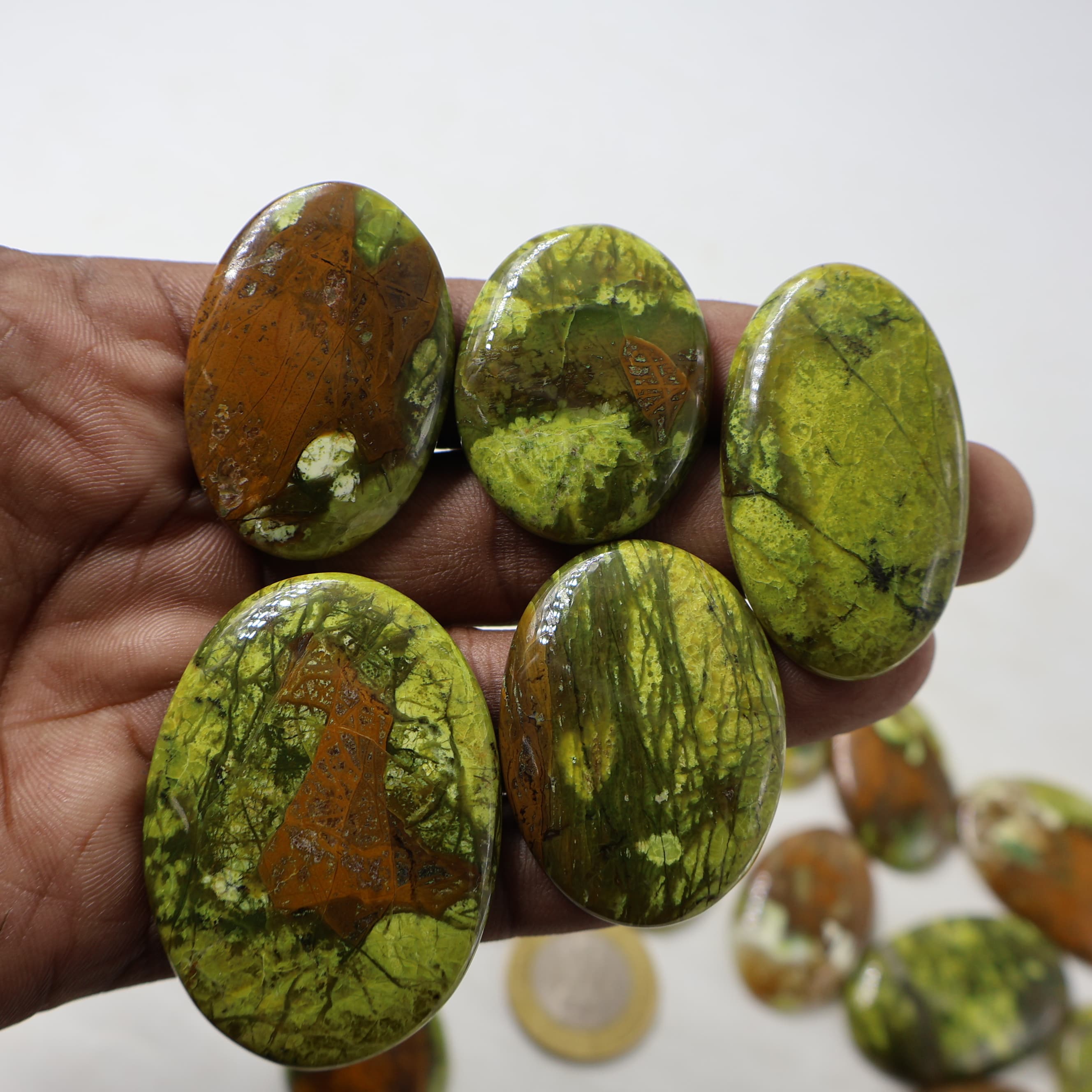 Natural Green Opal Oval Mix Shape -Size Gemstone (Cabochon ) Green Opal