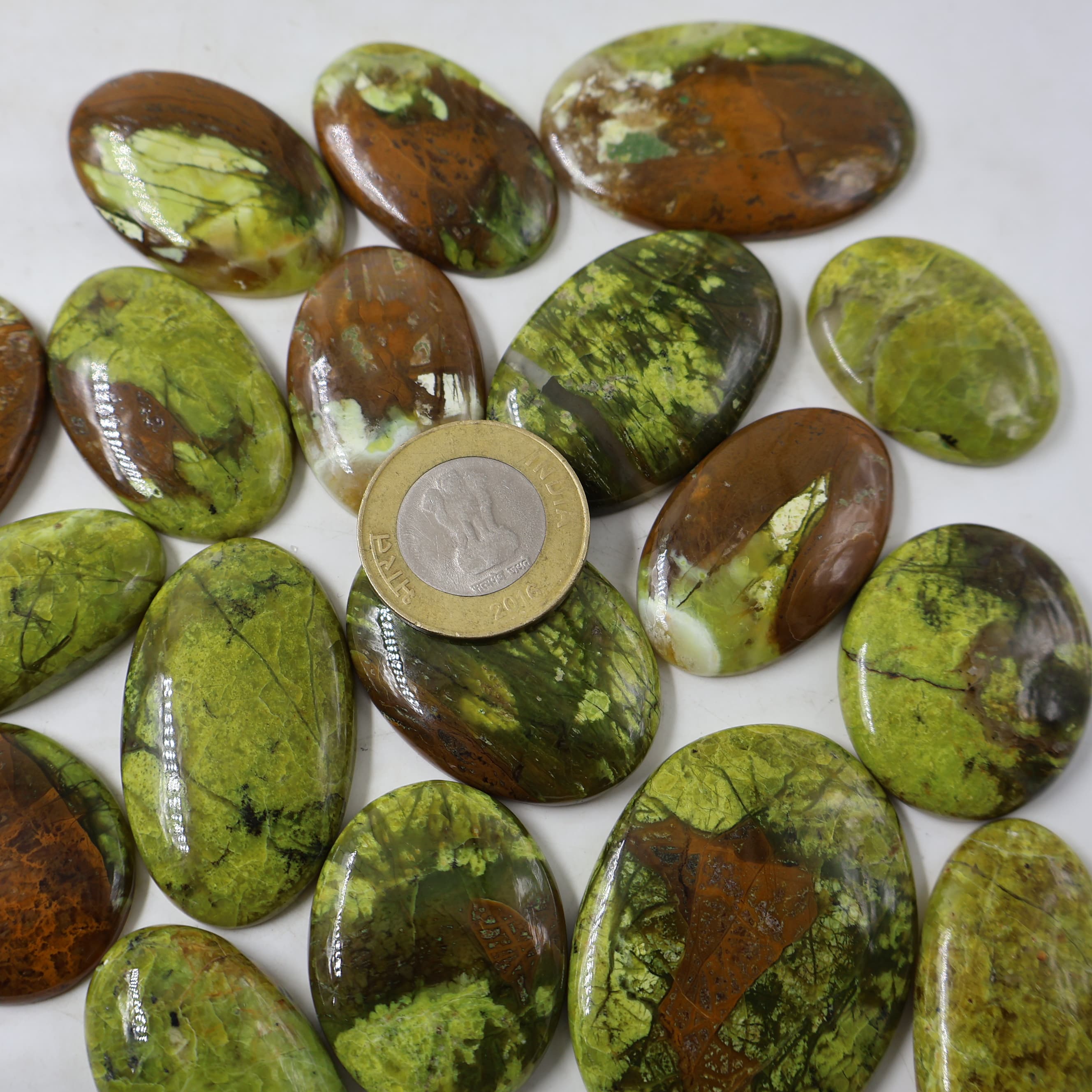 Natural Green Opal Oval Mix Shape -Size Gemstone (Cabochon ) Green Opal