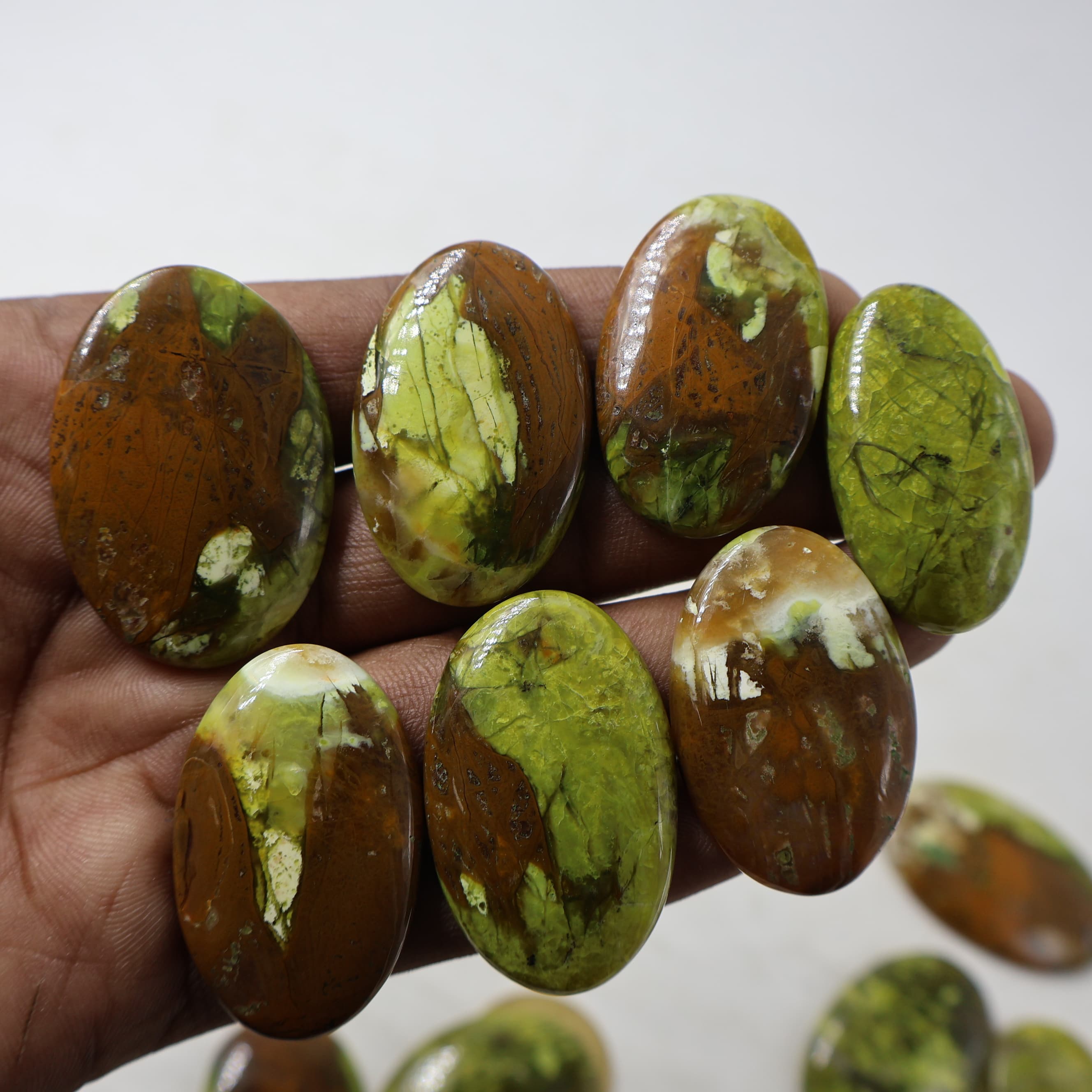 Natural Green Opal Oval Mix Shape -Size Gemstone (Cabochon ) Green Opal