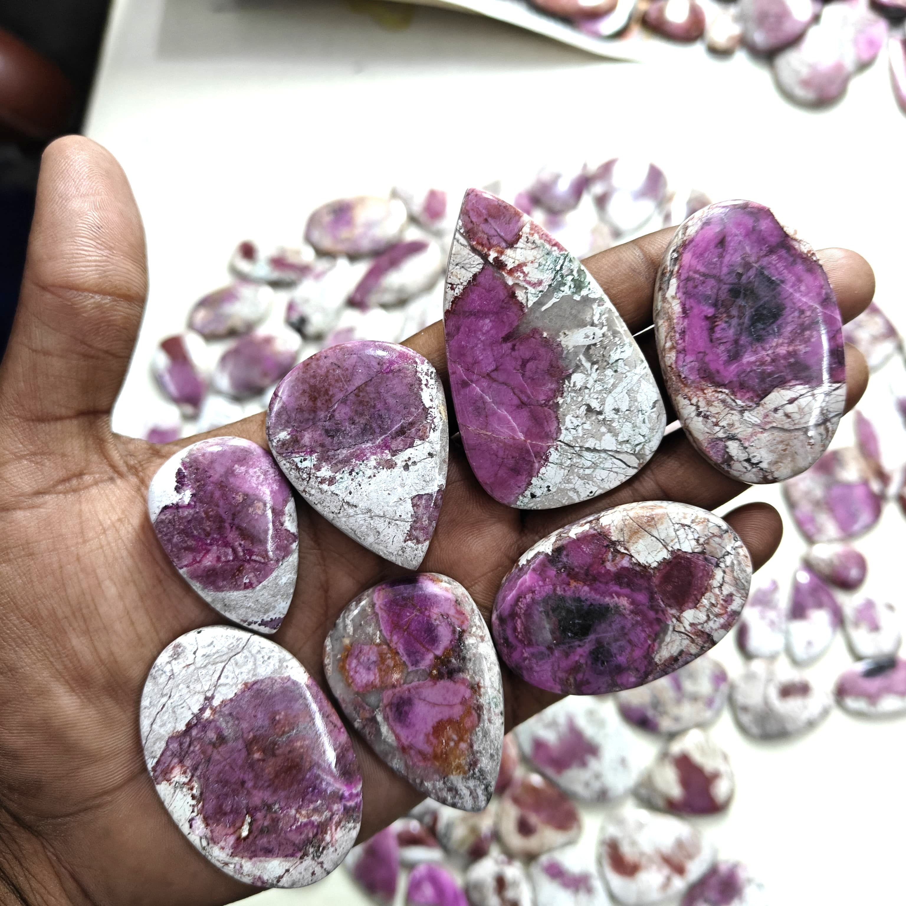Natural Cobalt Calcite Mix-Size Gemstone (Cabochon ) Cobalt Calcite
