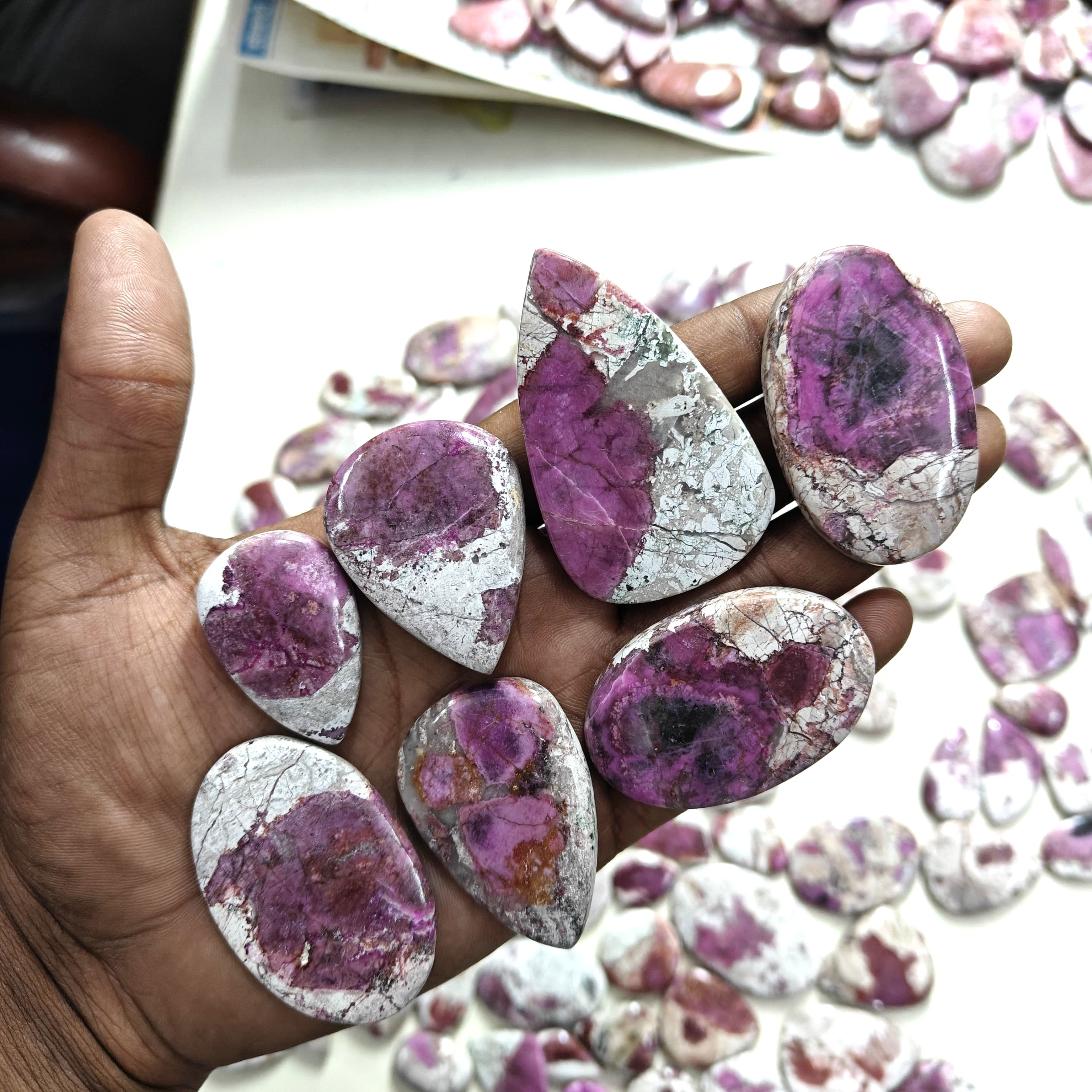 Natural Cobalt Calcite Mix-Size Gemstone (Cabochon ) Cobalt Calcite 