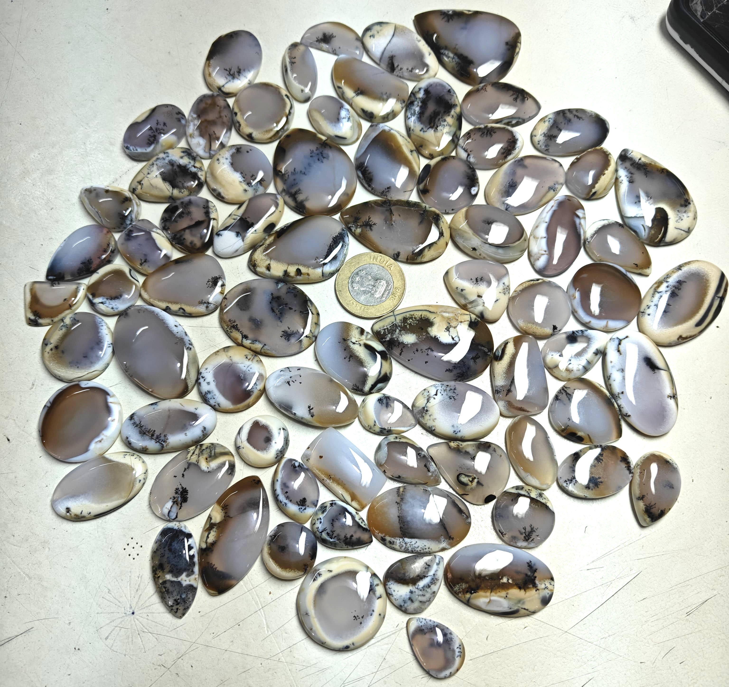 Natural Dendrite Opal  Mix-Size Gemstone (Cabochon ) Dendrite Opal  