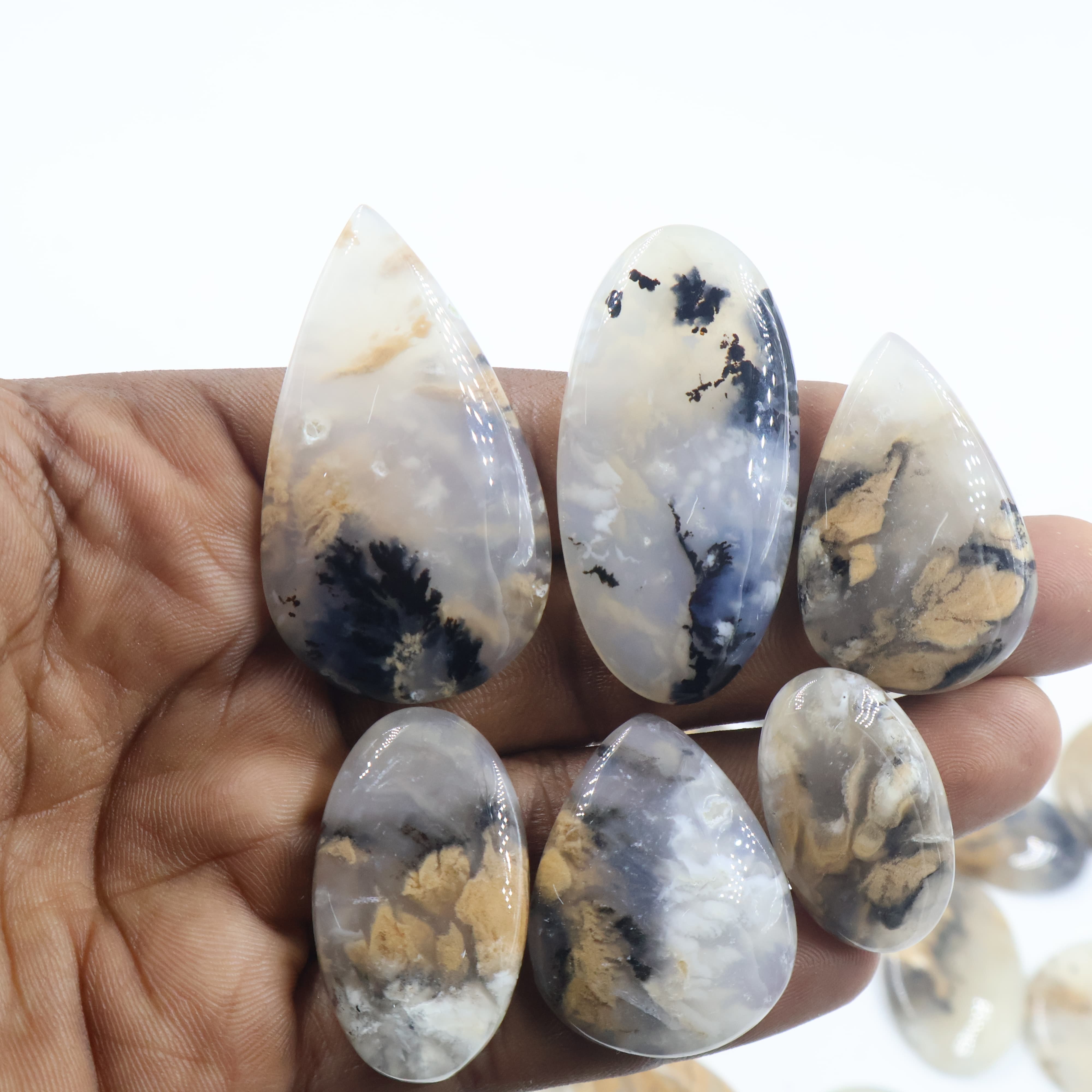 Natural Tiger Dendrite Agate  Mix-Size Gemstone (Cabochon ) Tiger Dendrite Agate  