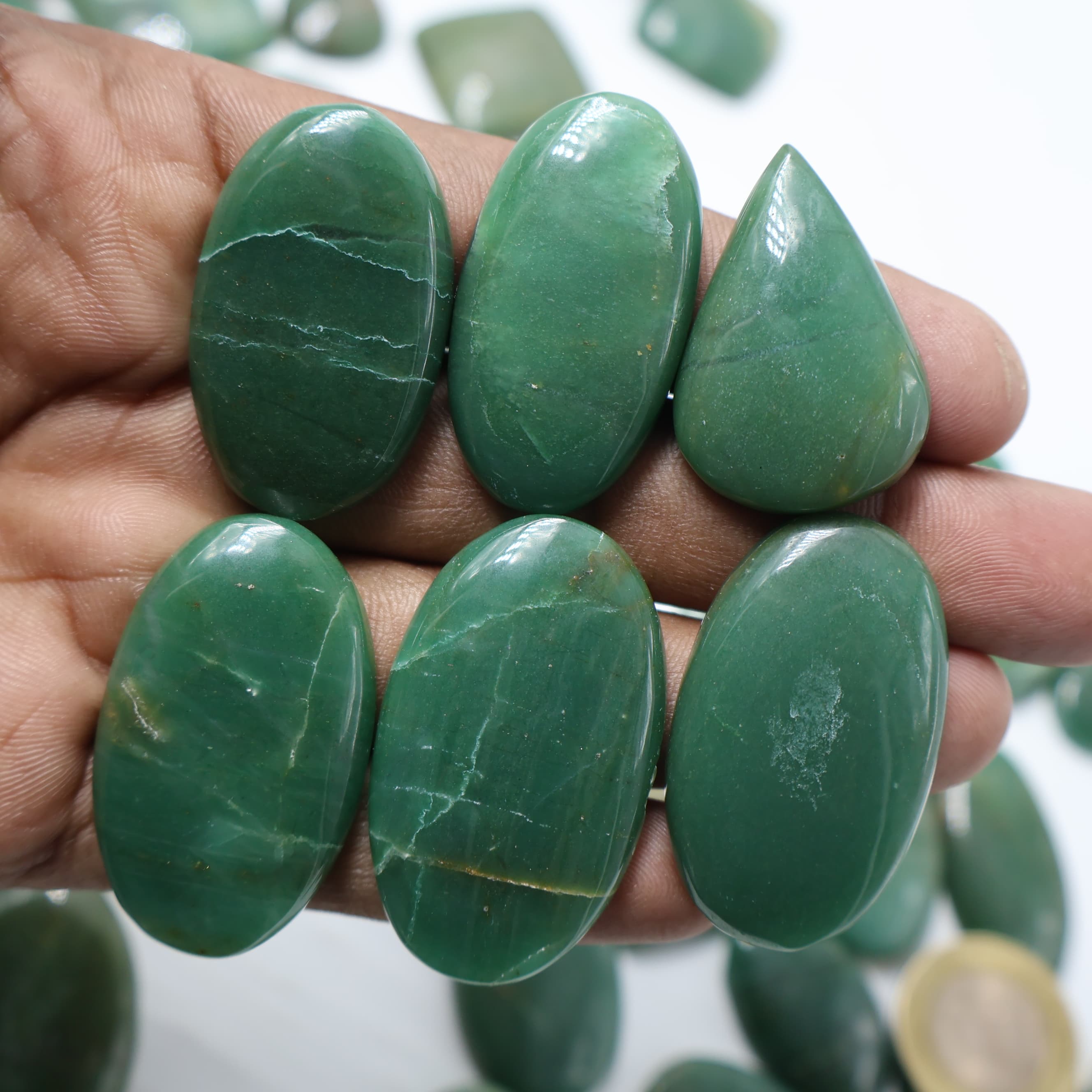 Natural Green Jade Mix -Size Gemstone (Cabochon )  Green Jade 