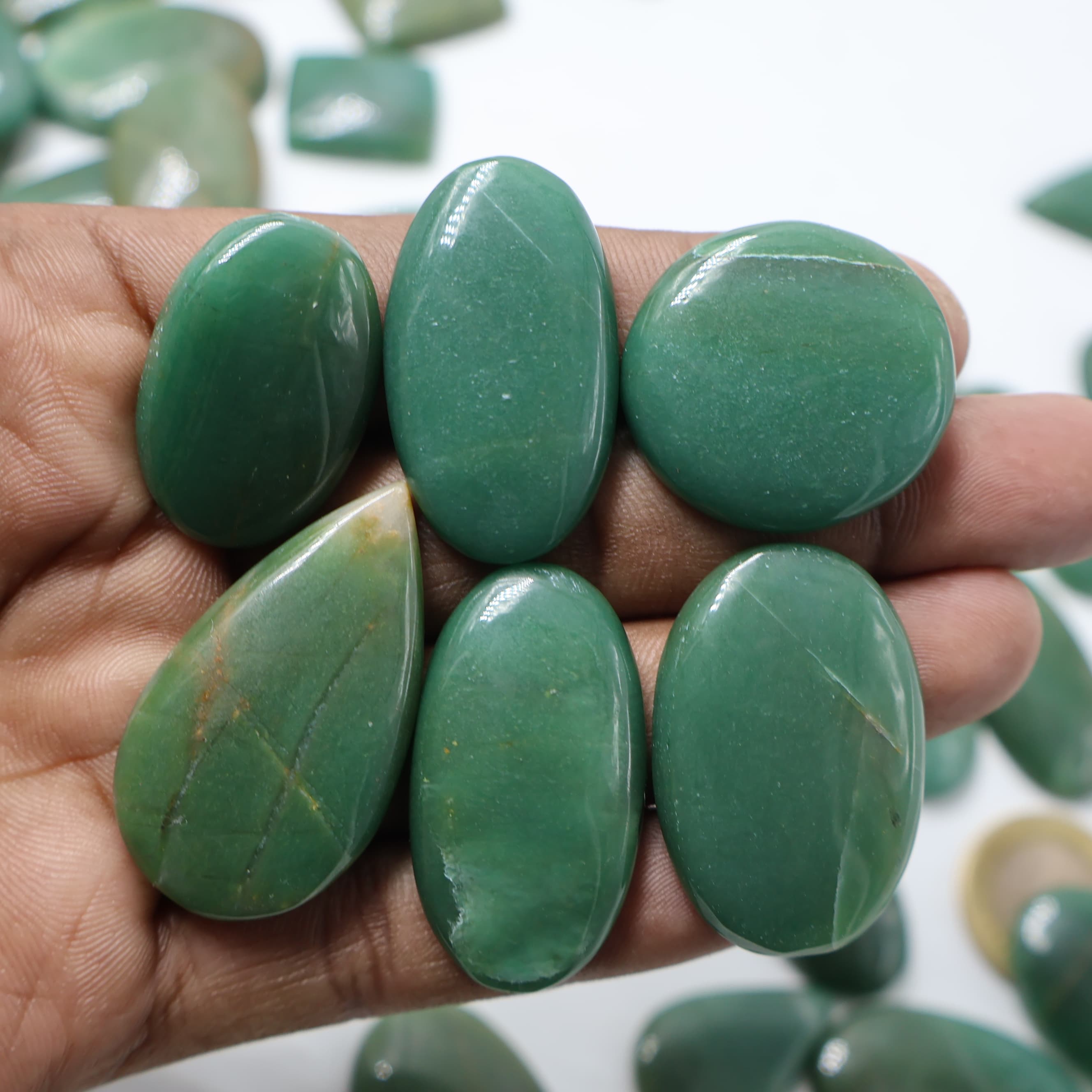 Natural Green Jade Mix -Size Gemstone (Cabochon )  Green Jade 