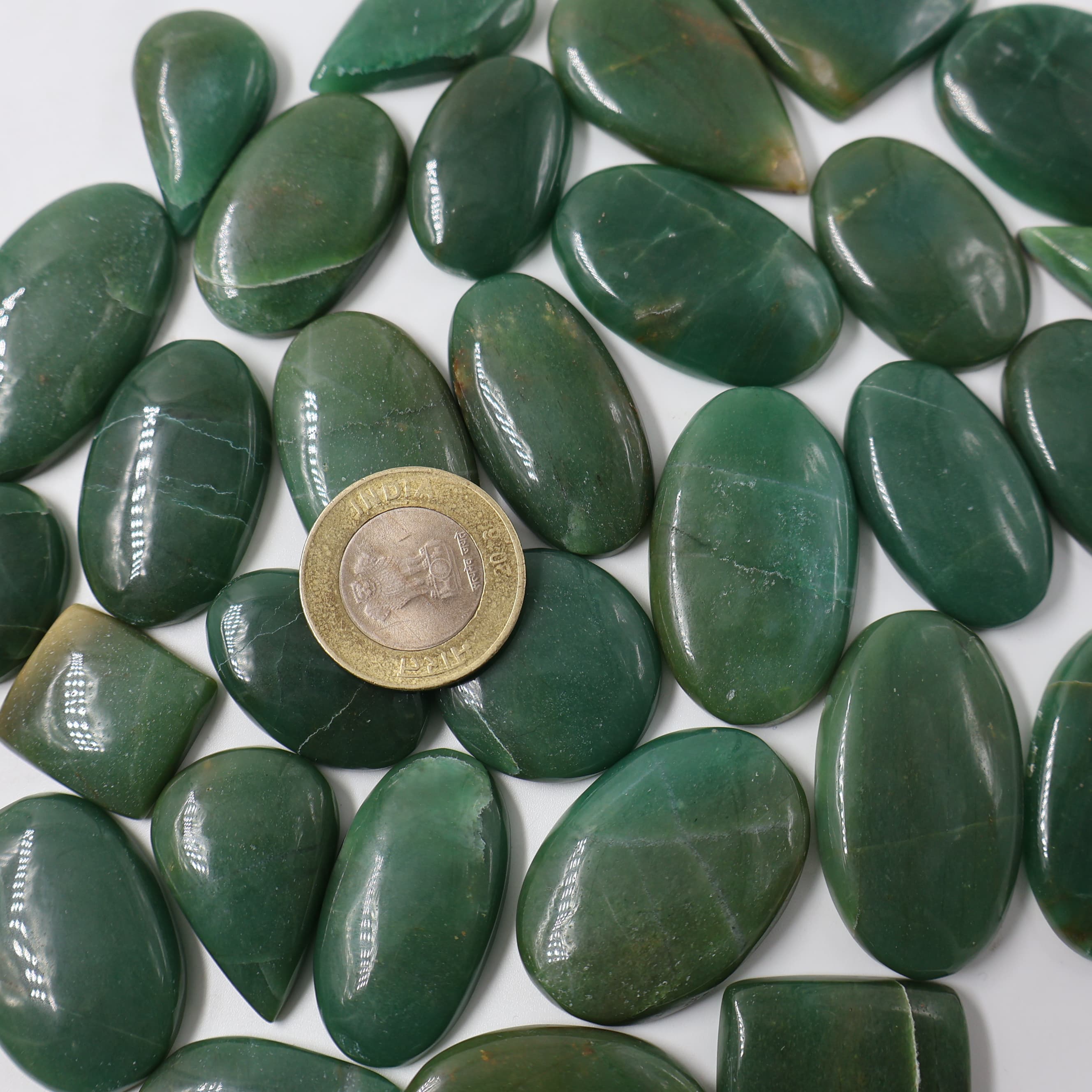 Natural Green Jade Mix -Size Gemstone (Cabochon )  Green Jade 
