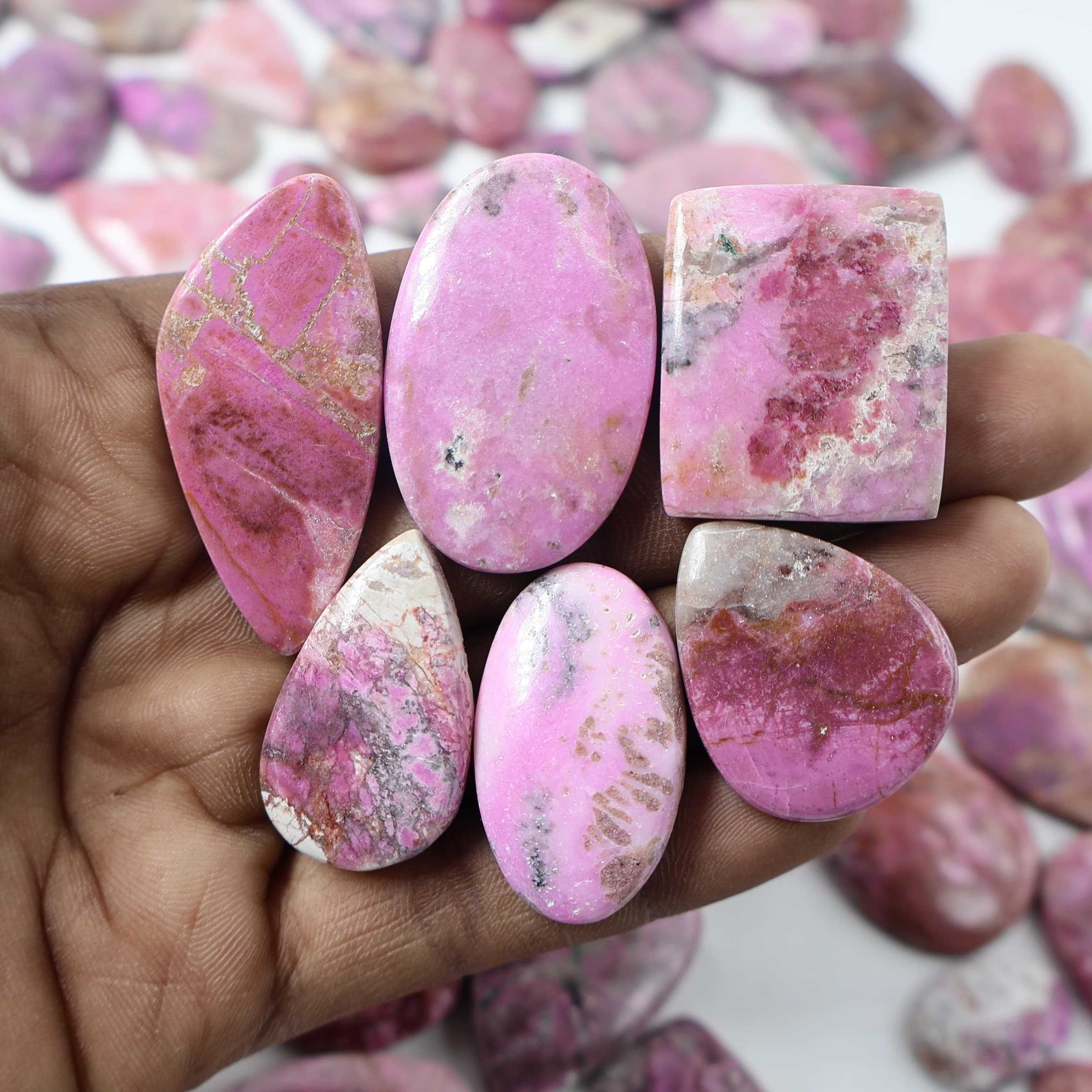Natural Cobalt Calcite Mix-Size Gemstone (Cabochon ) Cobalt Calcite