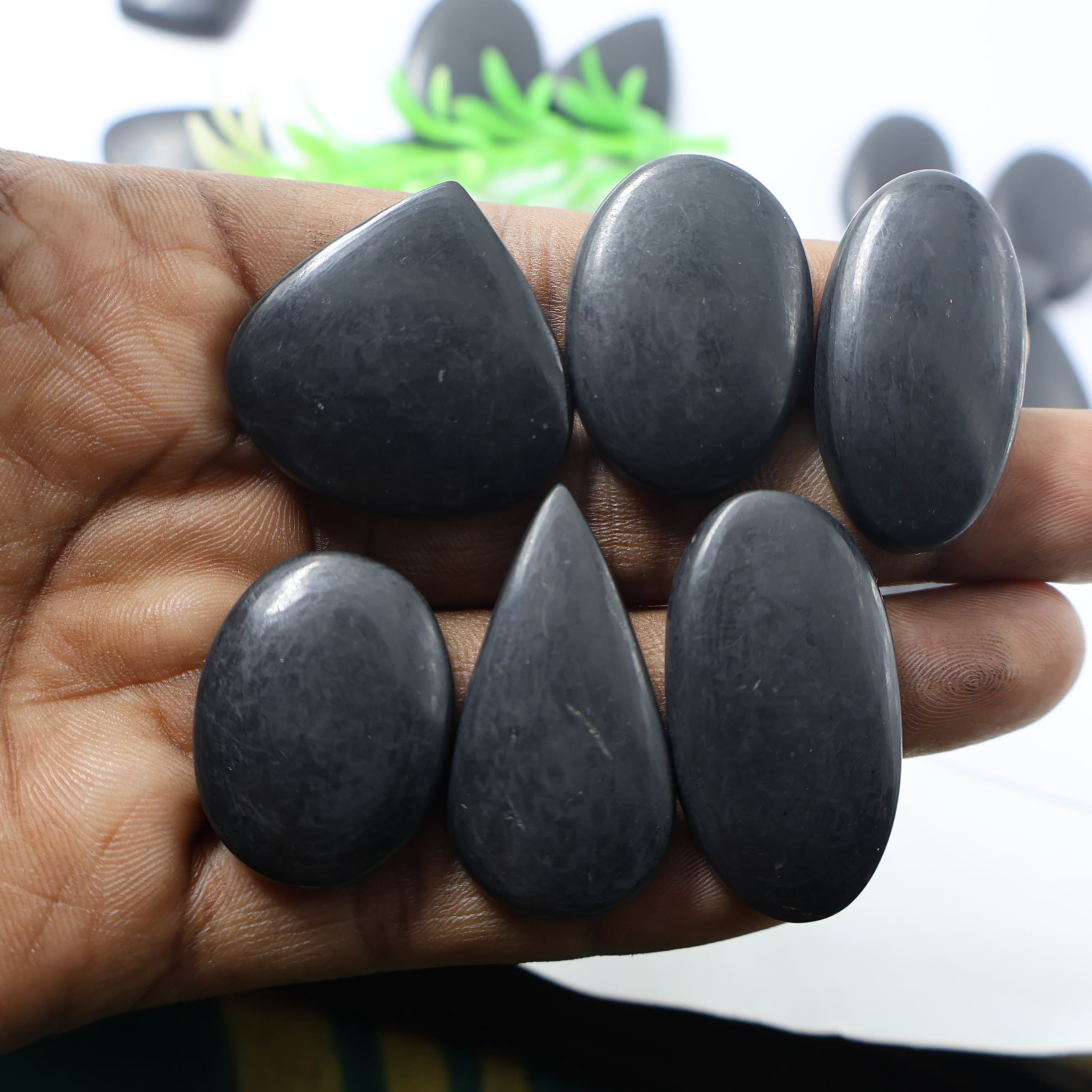 Natural Black Shungite Mix Shape -Size Gemstone (Cabochon ) Black Shungite 
