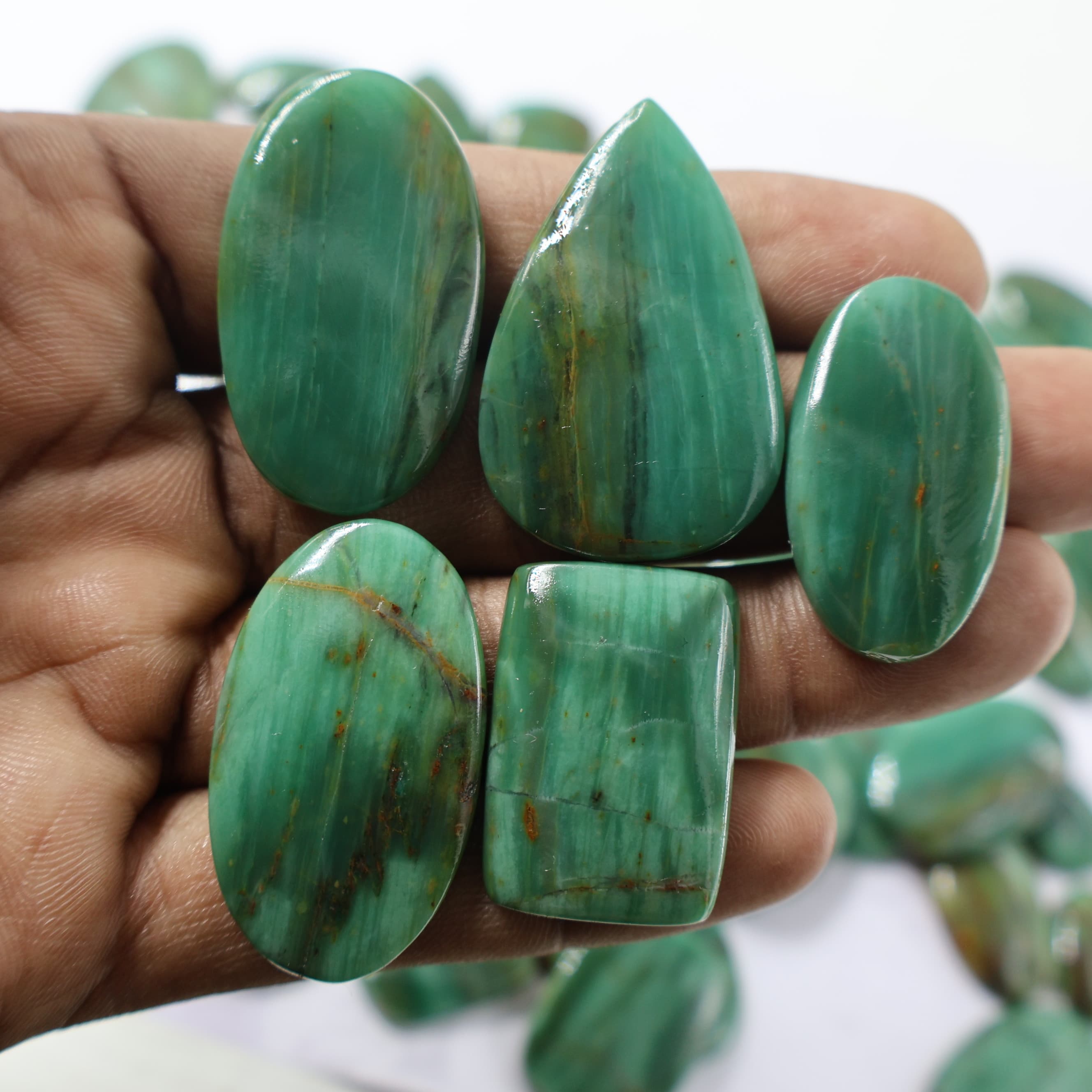 Buy Natural  Prase Jasper Mix-Shape Gemstone (Cabochon ) Prase Jasper 