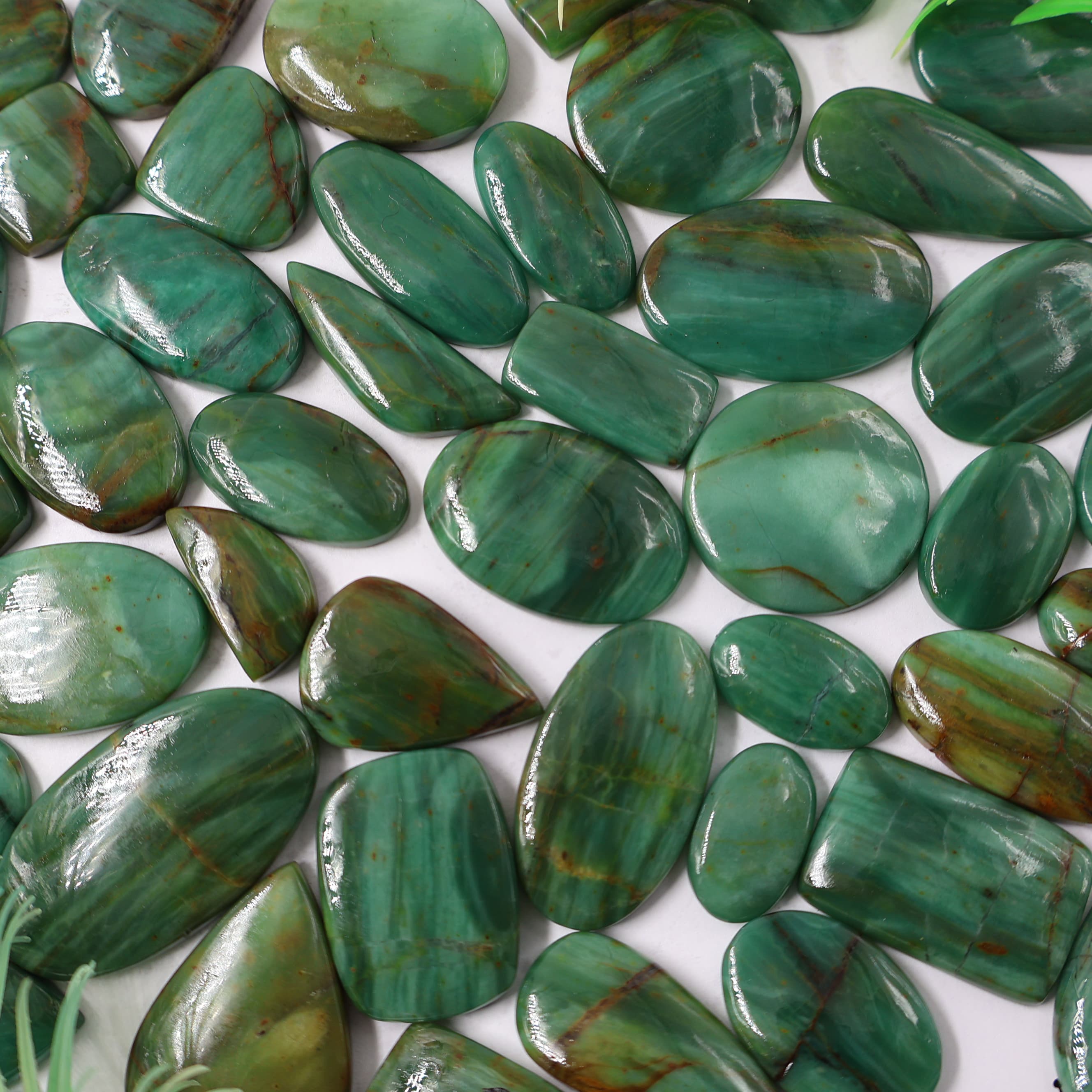 Buy Natural  Prase Jasper Mix-Shape Gemstone (Cabochon ) Prase Jasper 