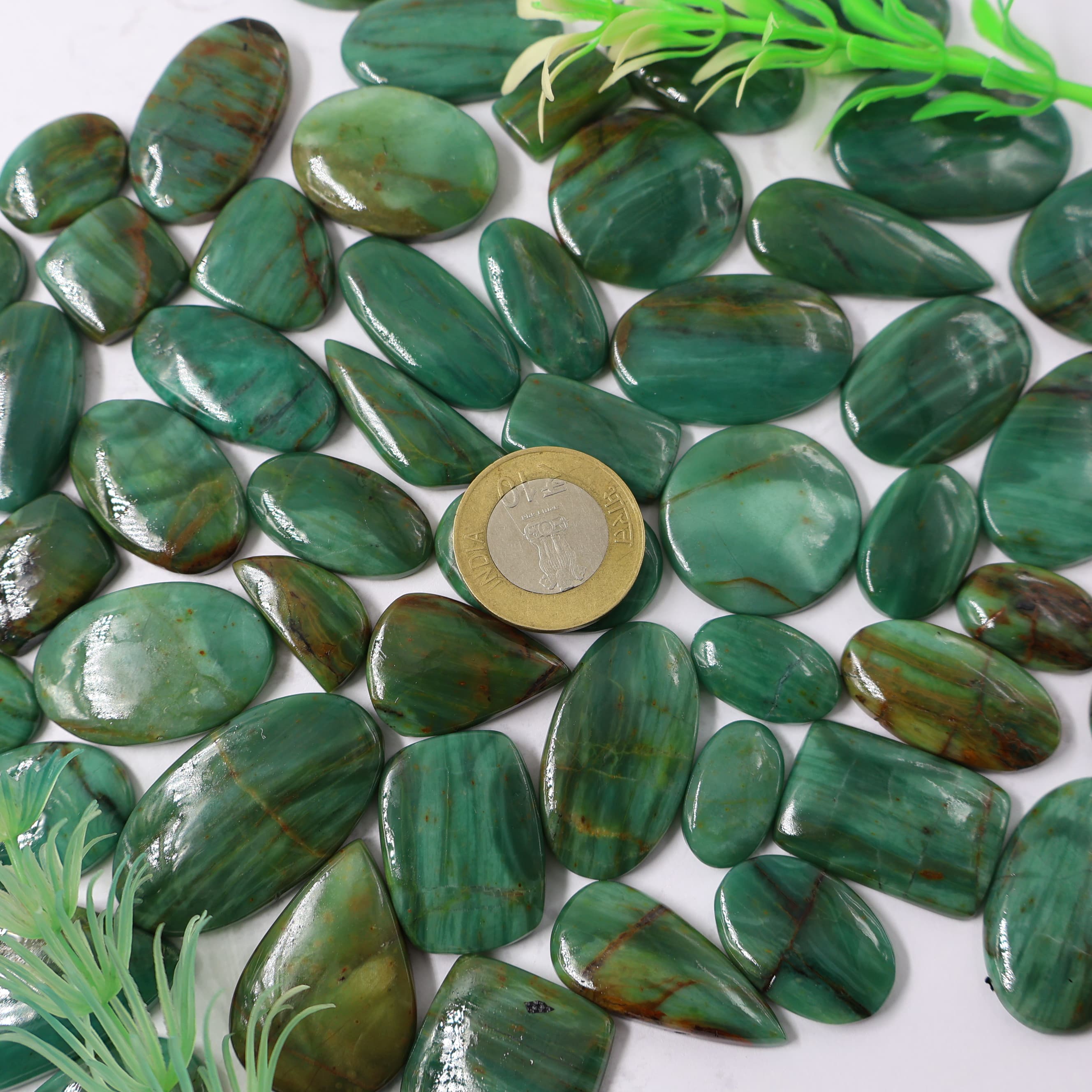 Buy Natural  Prase Jasper Mix-Shape Gemstone (Cabochon ) Prase Jasper 