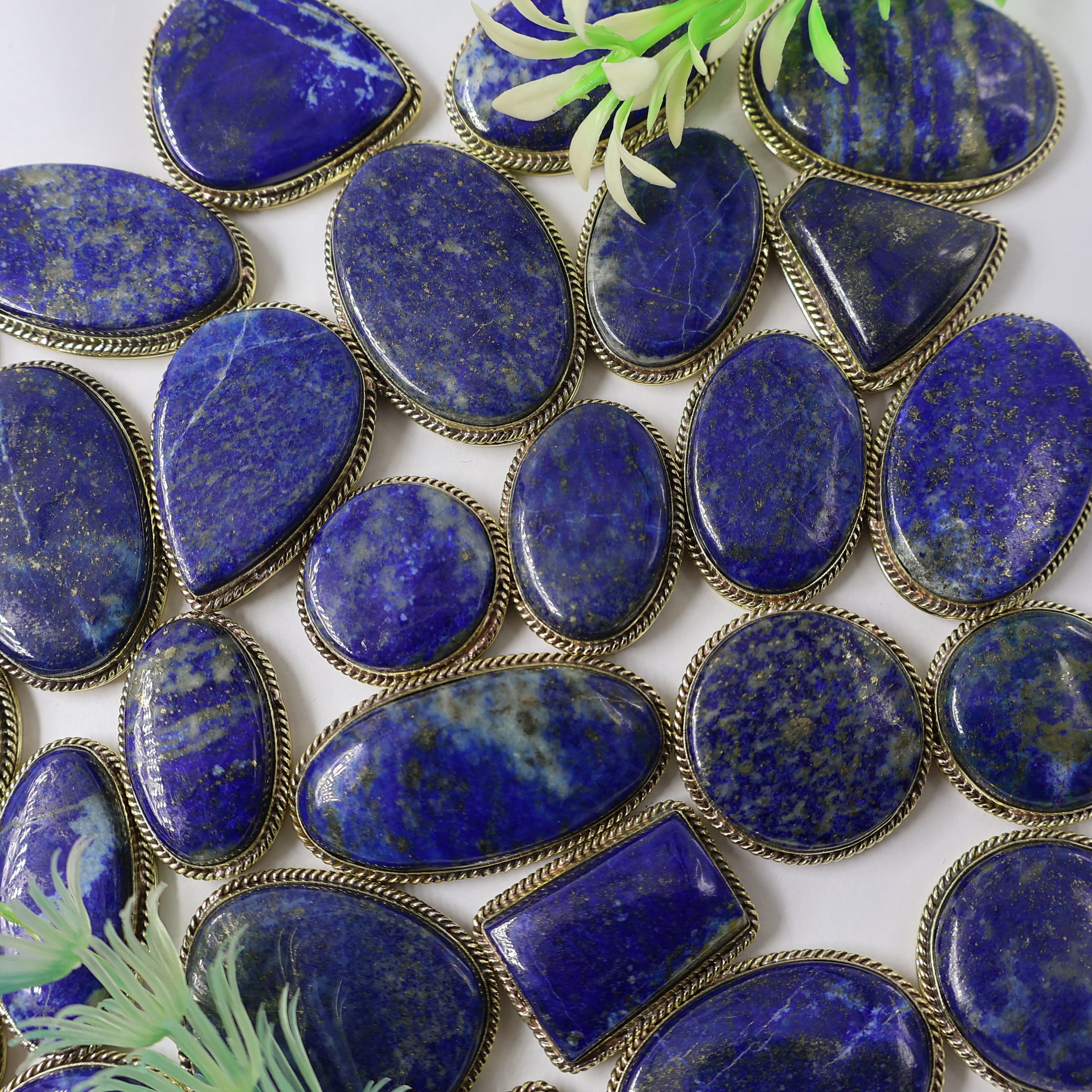 Natural Lapis Lazuli Grooved Pendant Mix Shape -Size Gemstone (Cabochon ) Lapis Lazuli 