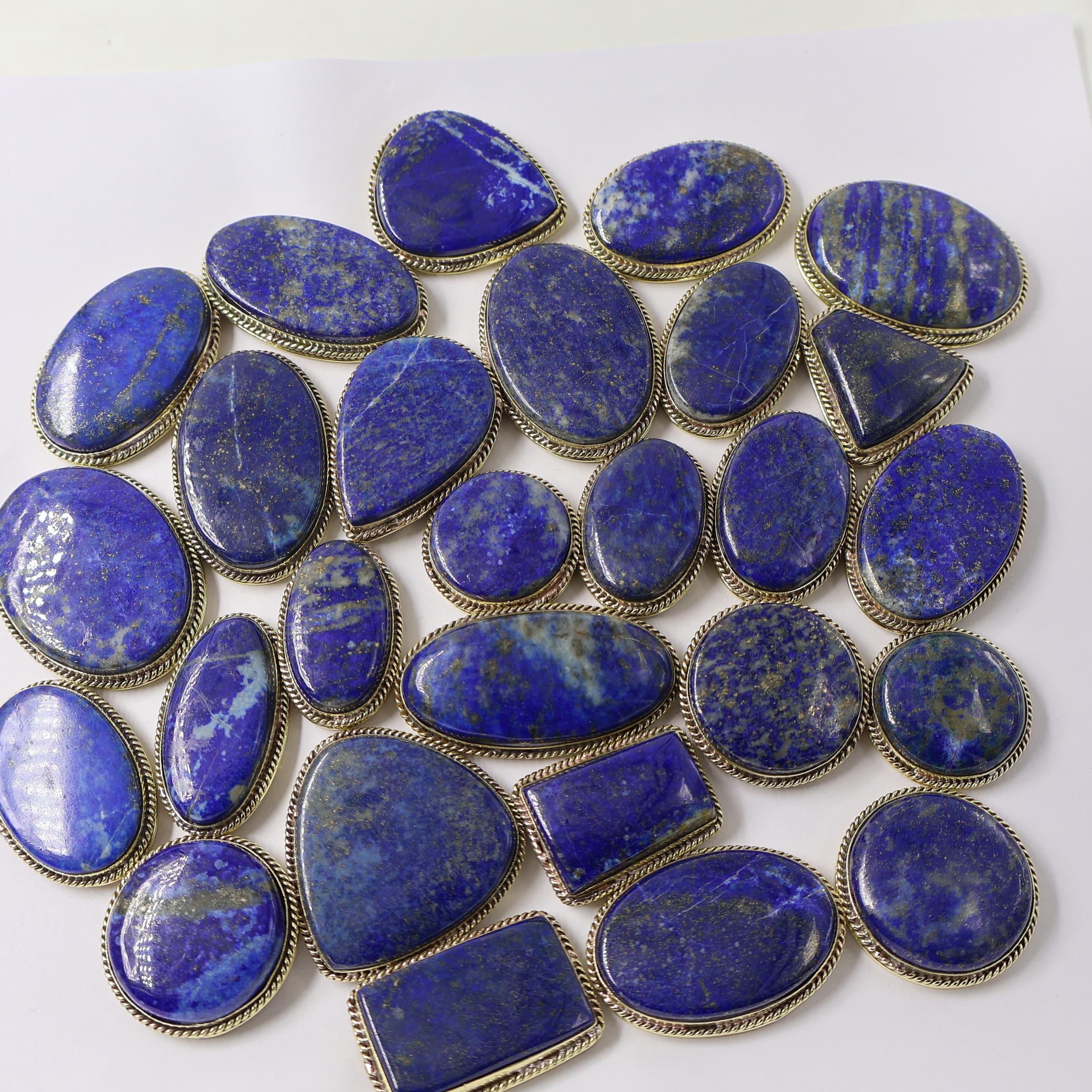 Natural Lapis Lazuli Grooved Pendant Mix Shape -Size Gemstone (Cabochon ) Lapis Lazuli 