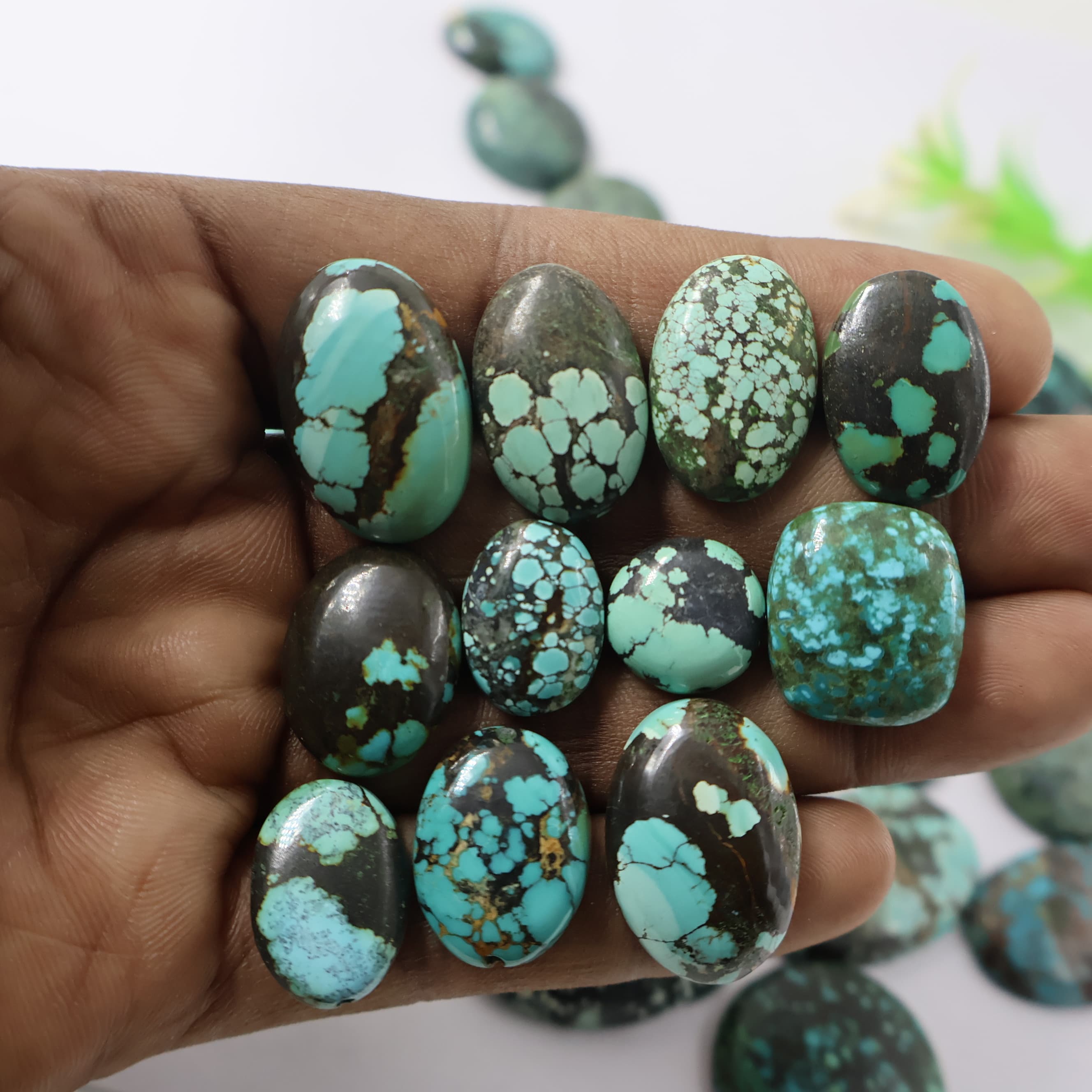 Natural Real Tibet Turquoise Mix Shape - Size  Gemstone (Cabochon ) Tibet Turquoise