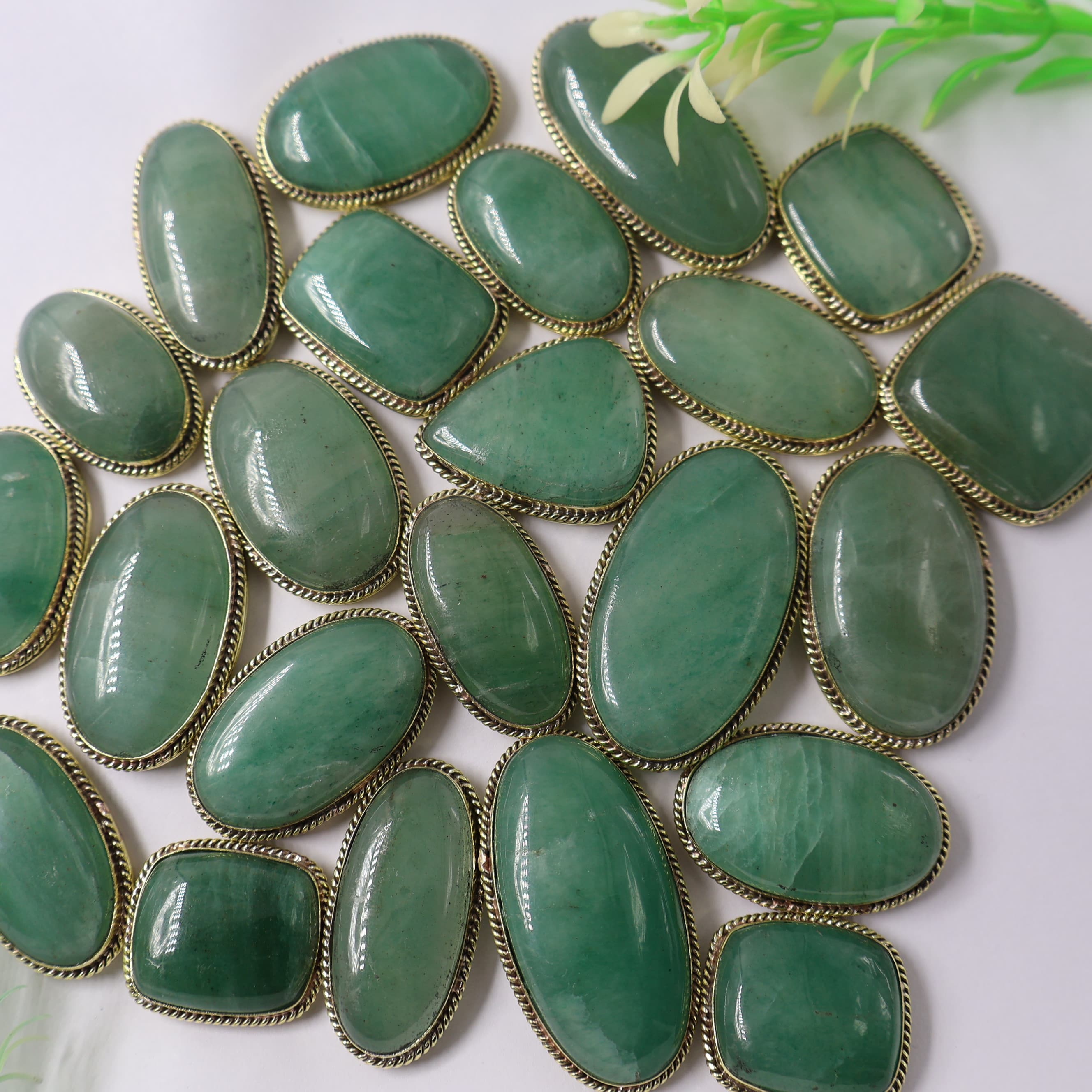 Buy Natural  Green Aventurine Grooved Mix-Shape Gemstone (Cabochon ) Aventurine 