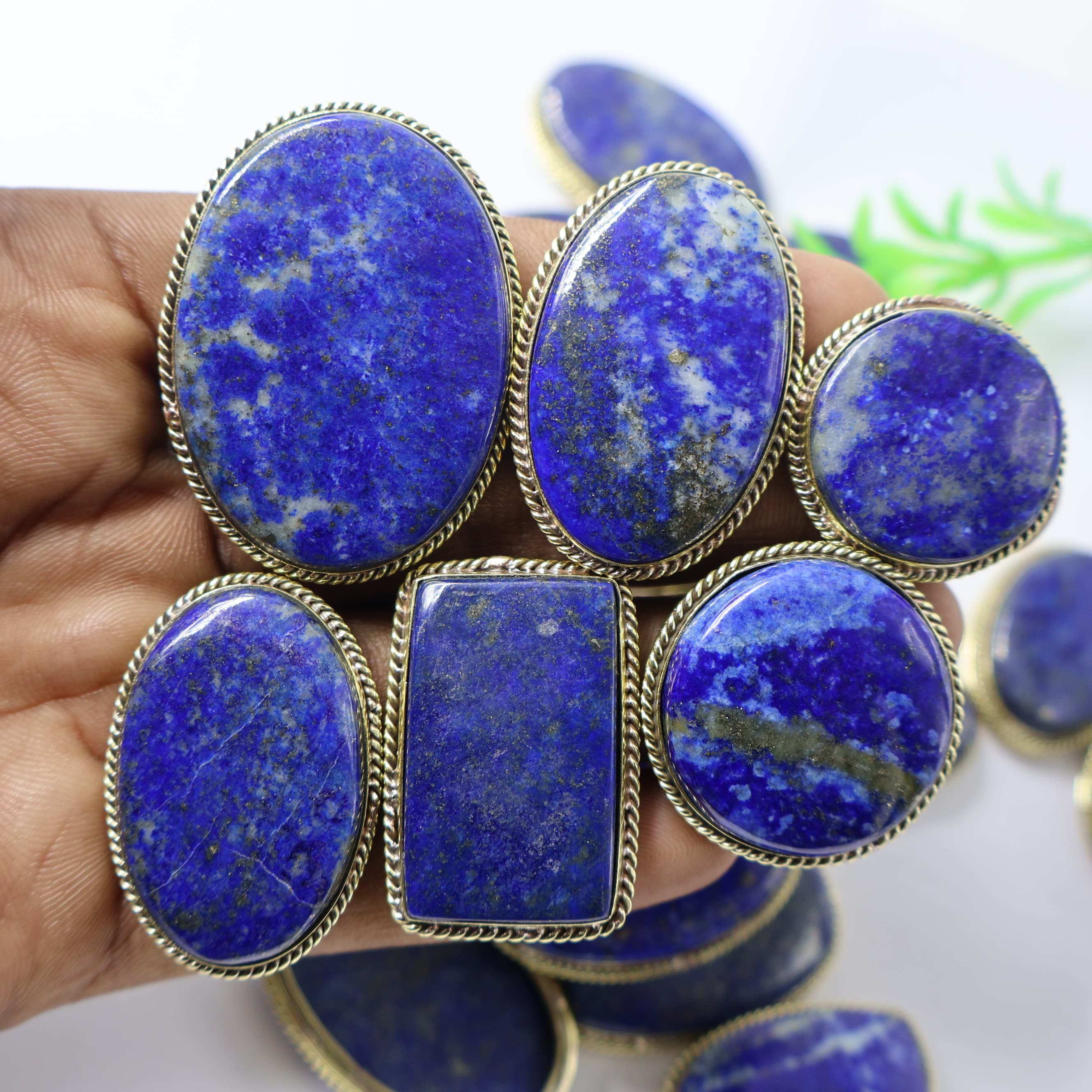 Natural Lapis Lazuli Grooved Pendant Mix Shape -Size Gemstone (Cabochon ) Lapis Lazuli