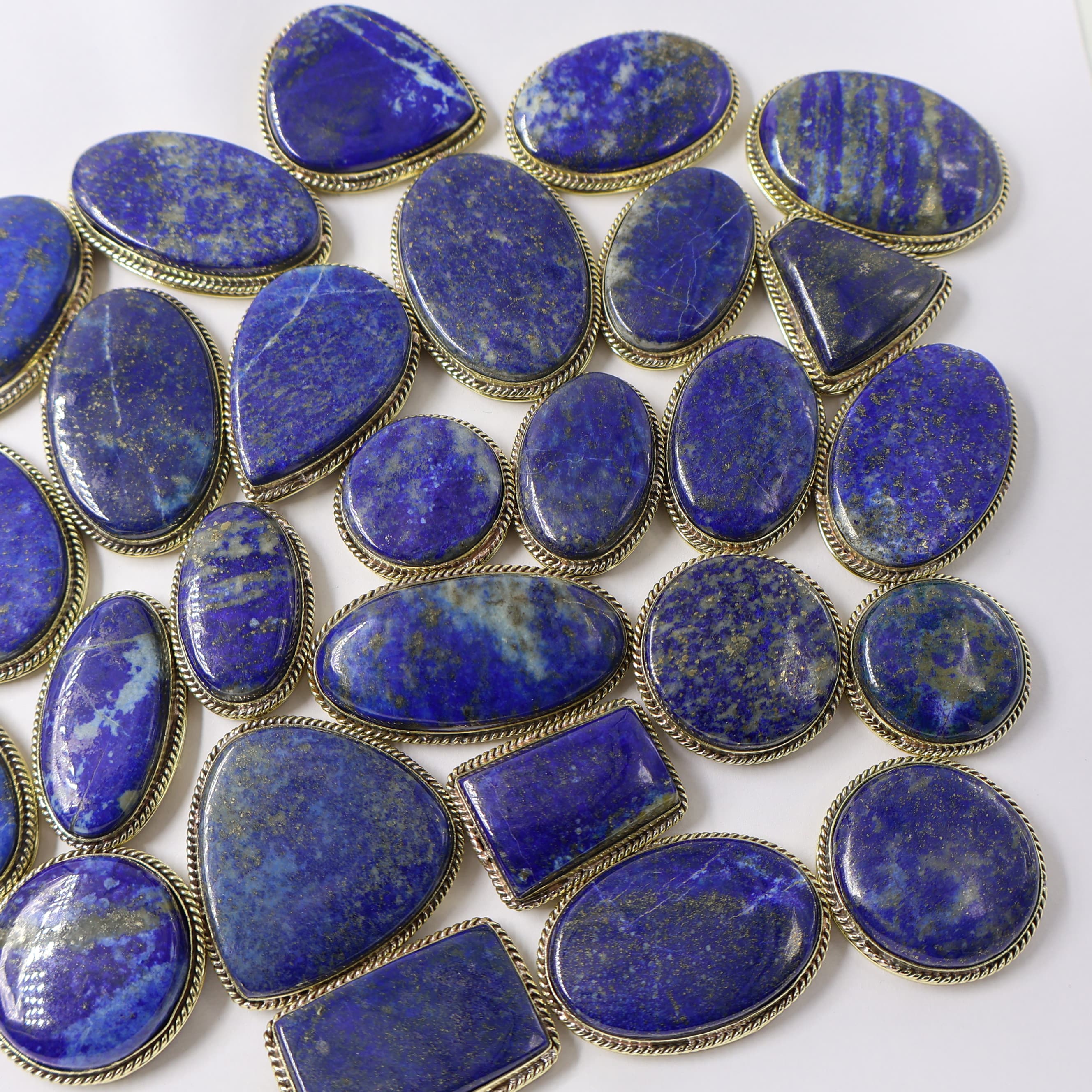 Natural Lapis Lazuli Grooved Pendant Mix Shape -Size Gemstone (Cabochon ) Lapis Lazuli 